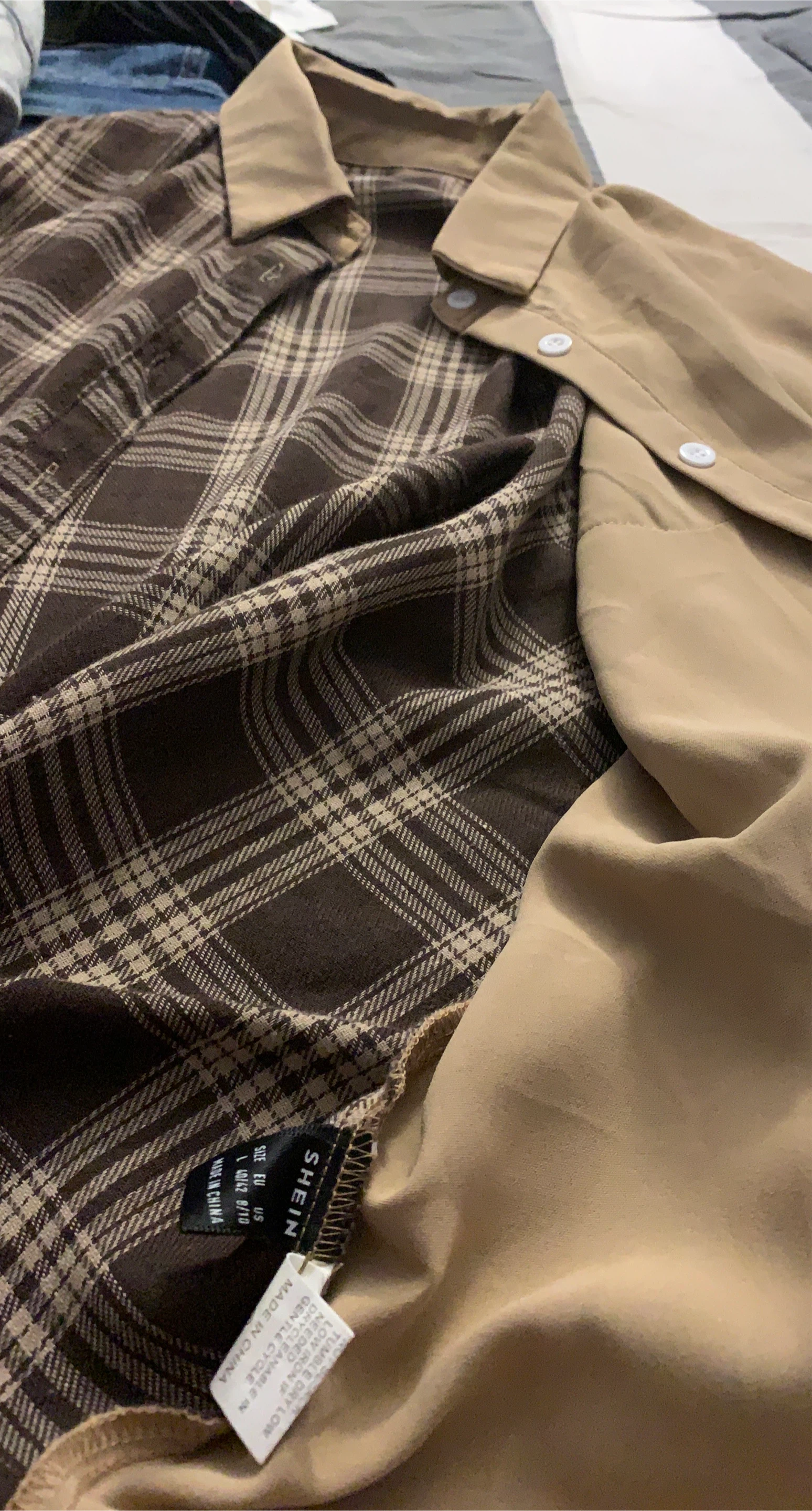 SHEIN Brown Plaid Colour Block Shirt - Size US S - photo 2