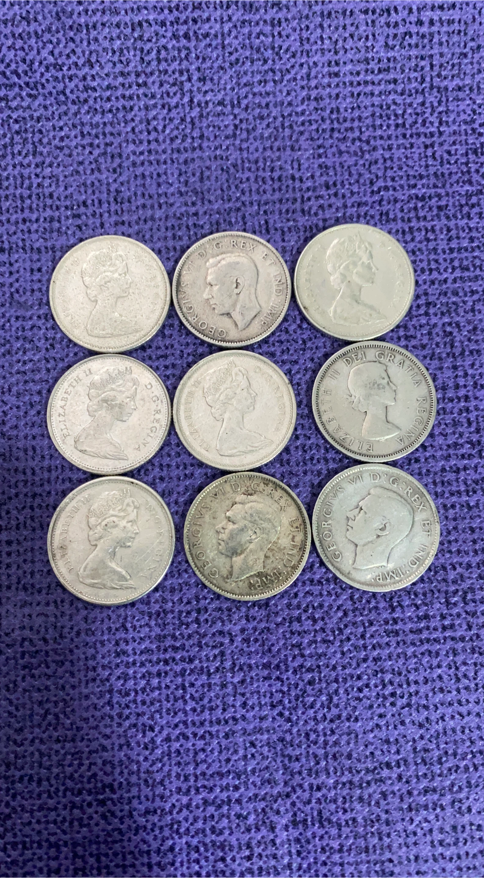 9. Silver Vintage Canadian Coins - Elizabeth & George