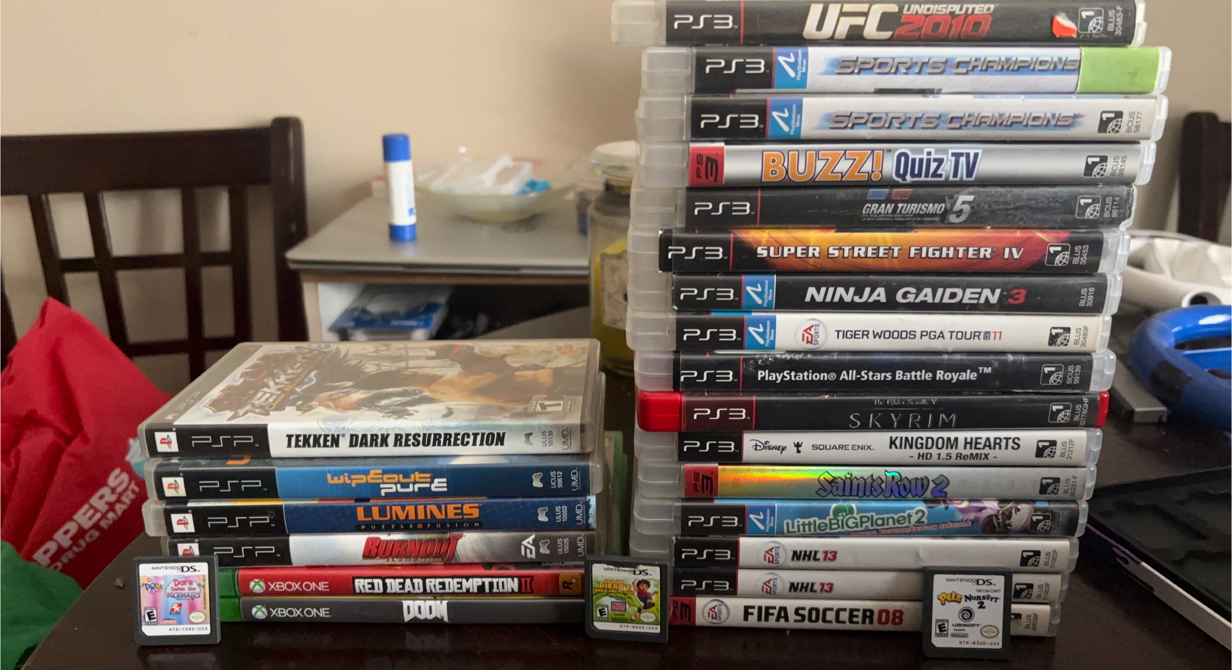 Mixed Lot of PS3, PSP, Nintendo DS, and Xbox One Games