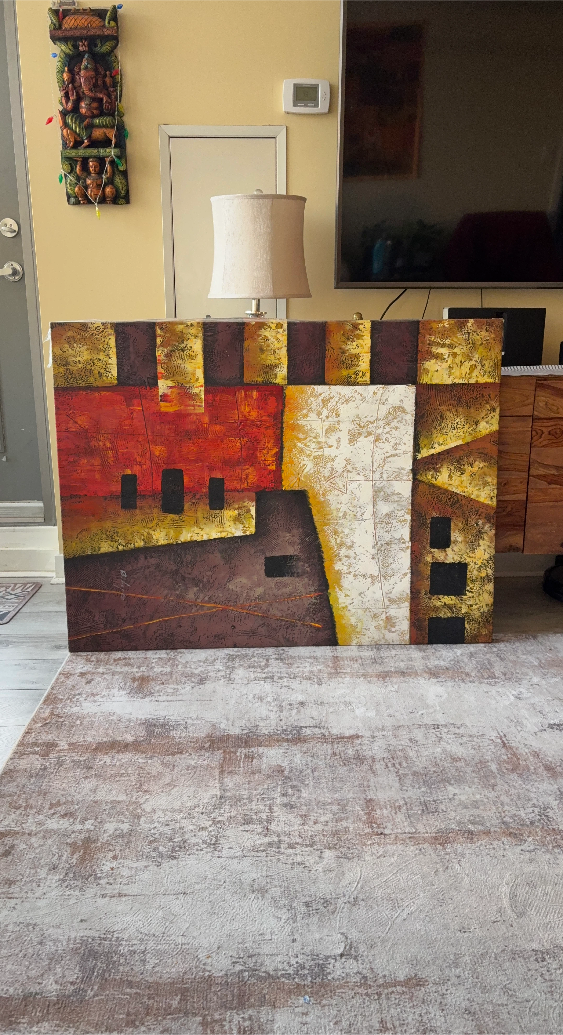 Abstract Wall Art - Red, Brown, Gold, White