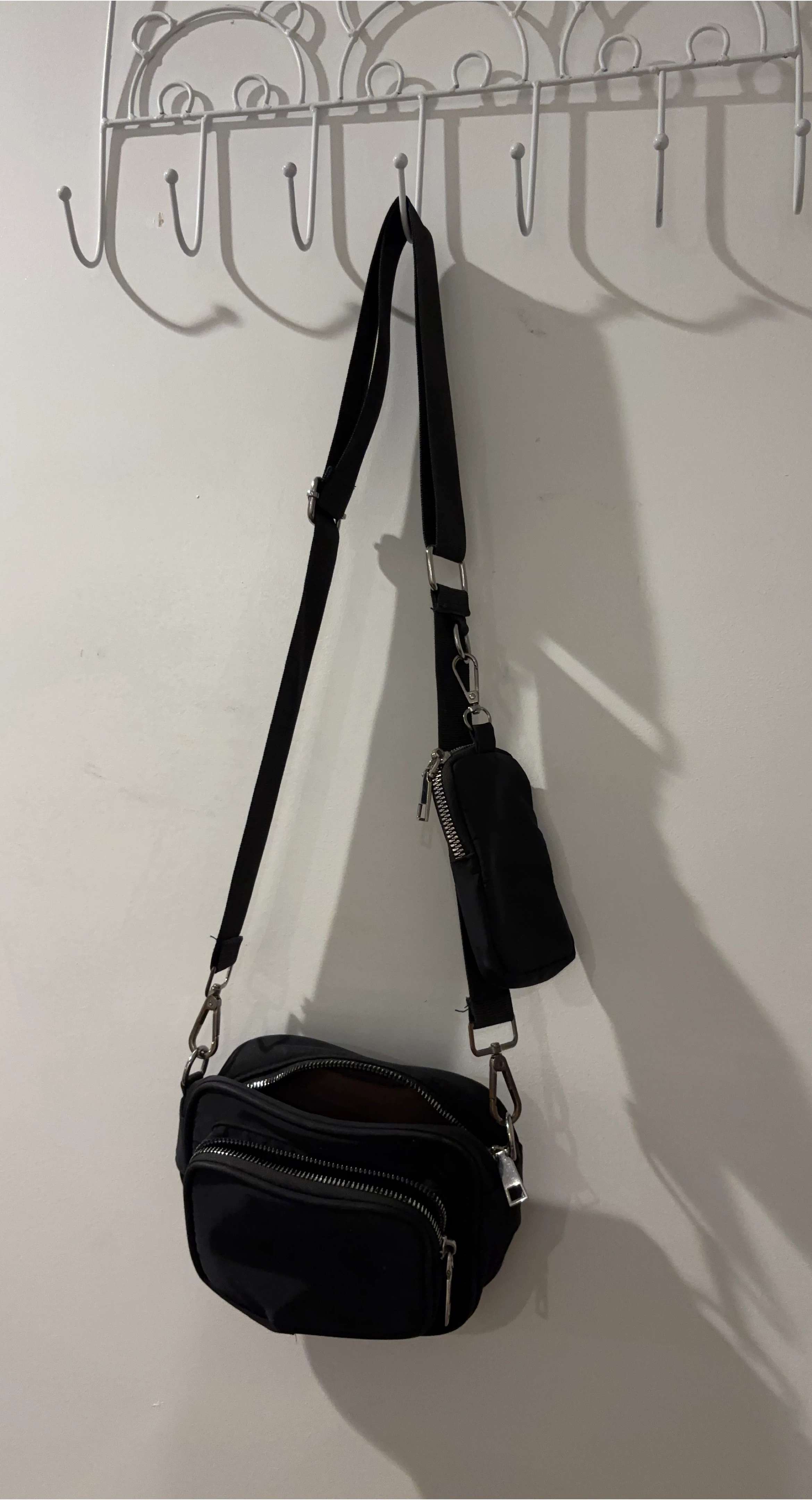Black Crossbody Bag with Pouch