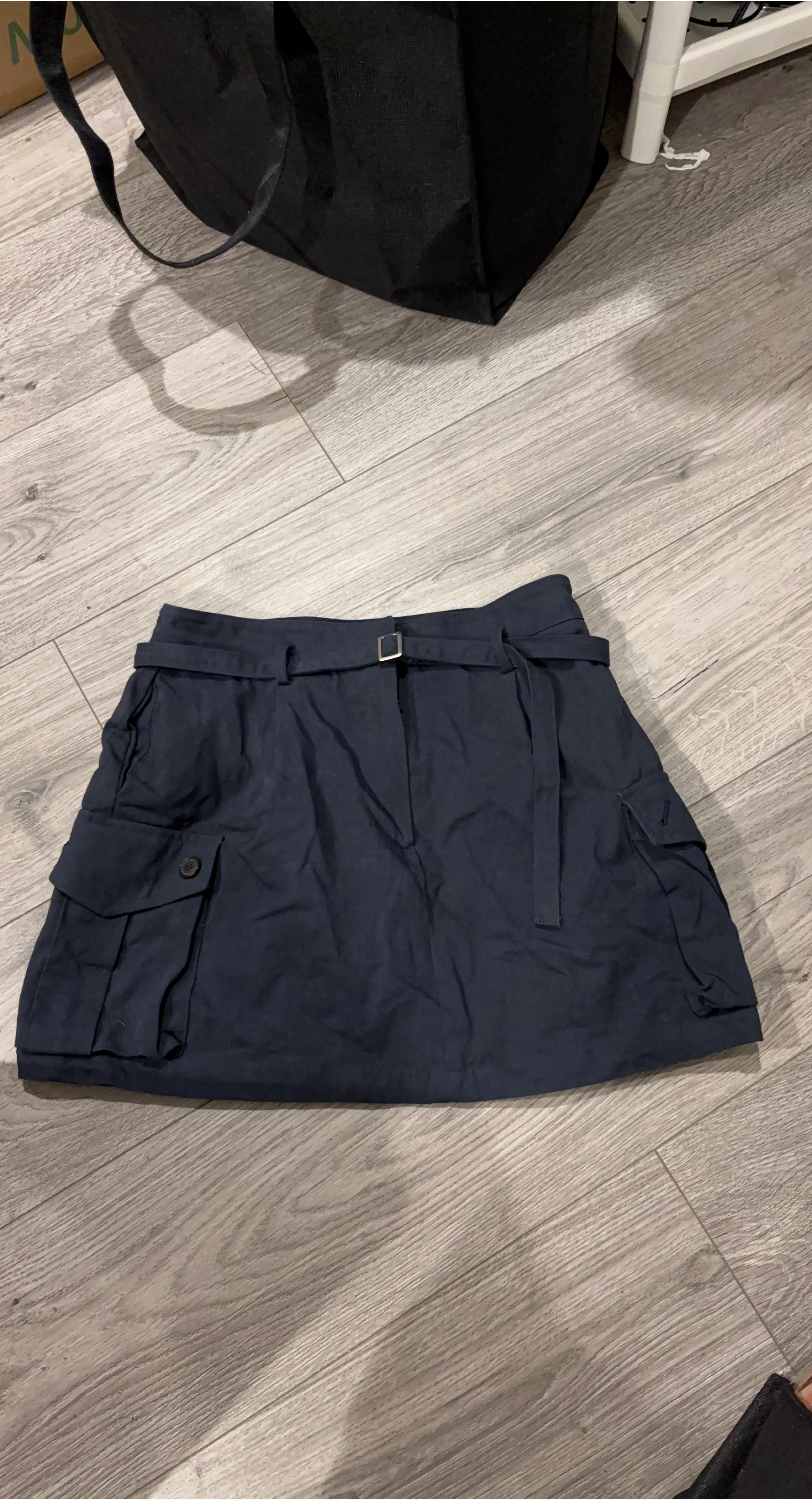 Navy Blue Cargo Mini Skirt