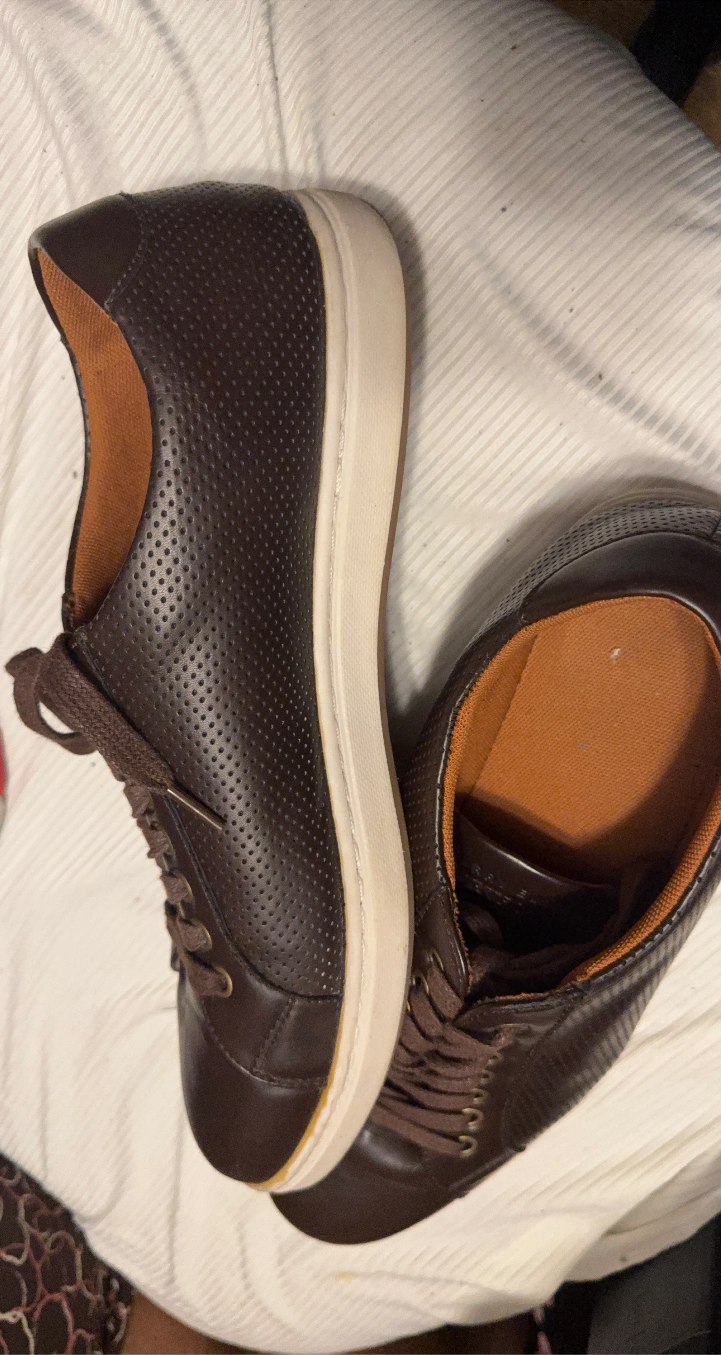 Perry Ellis Portfolio Brown Leather Sneakers