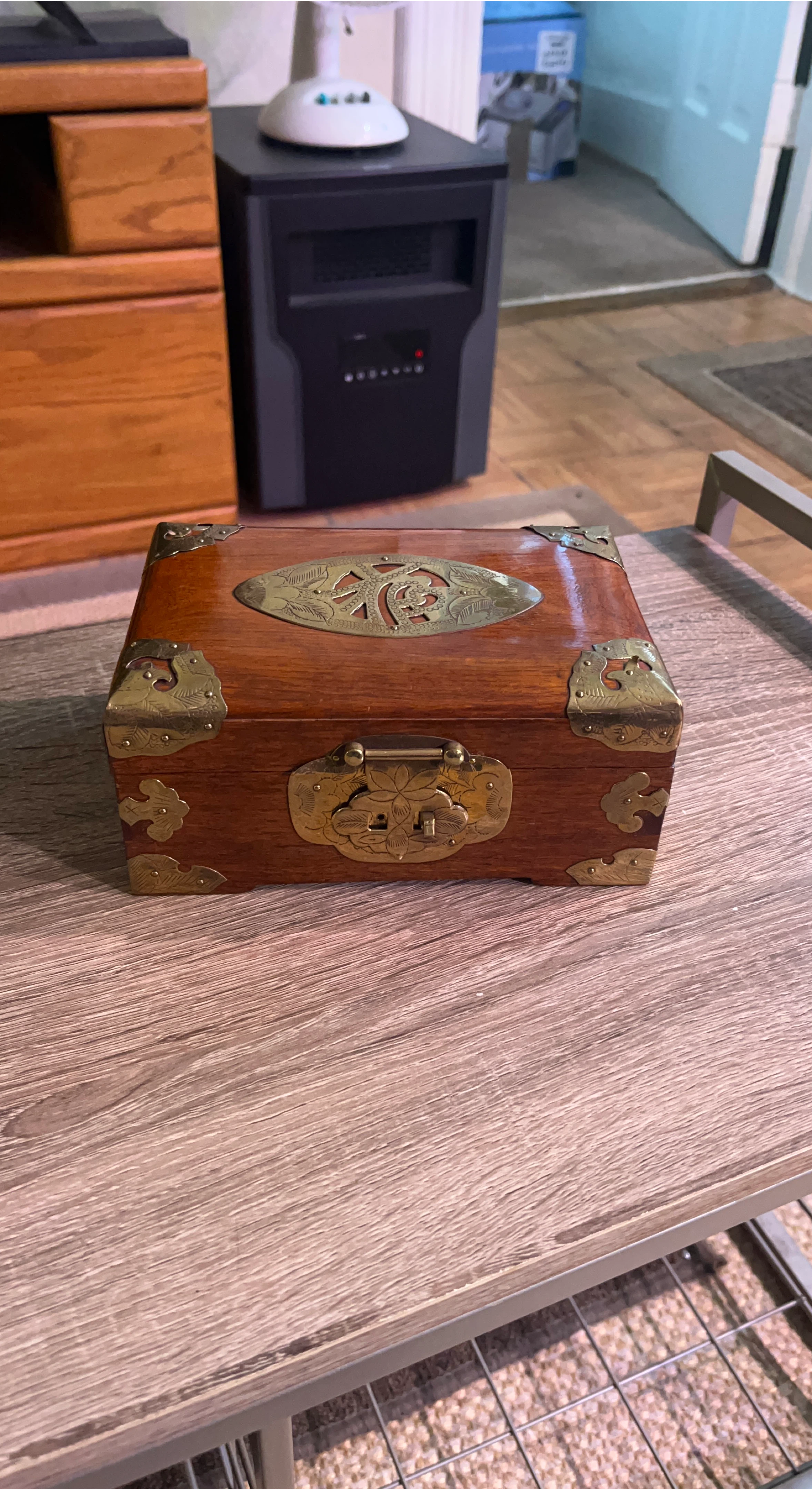 Decorative Wooden Box with Brass Accents