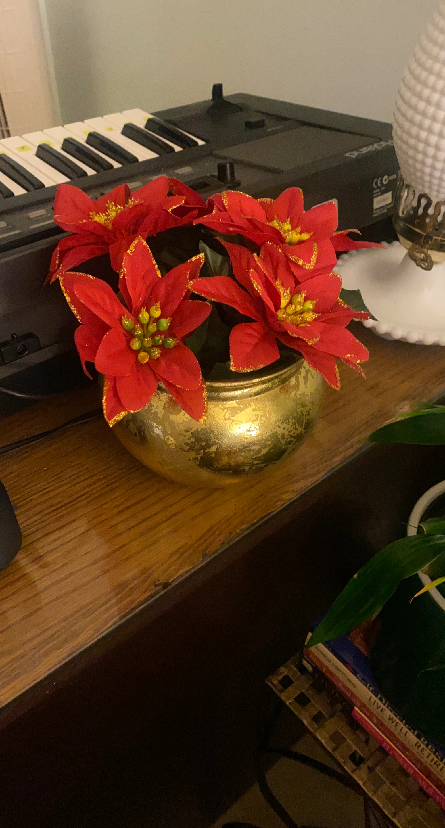 Poinsettia in Gold Pot