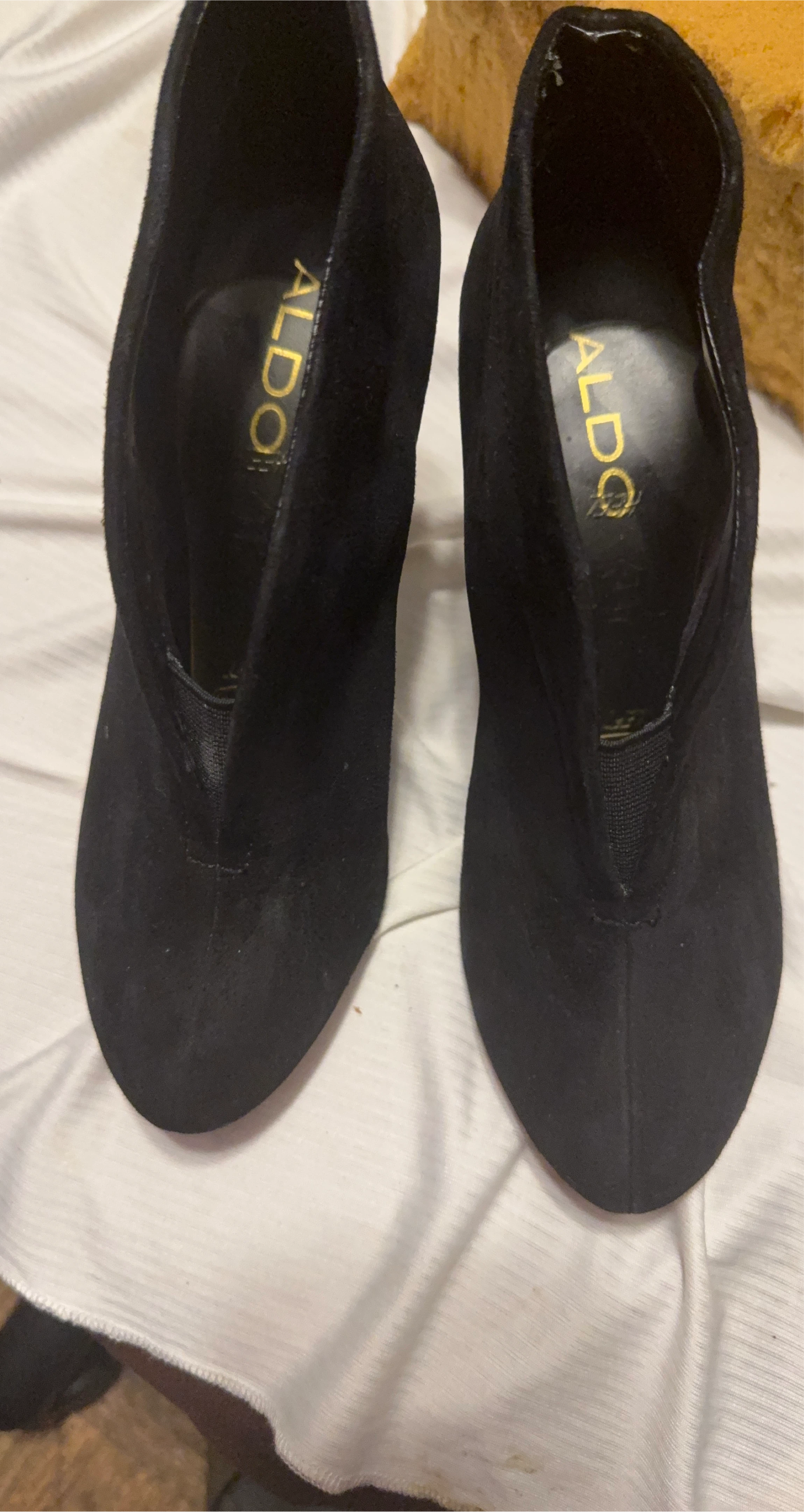 Aldo Black Suede Heeled Booties