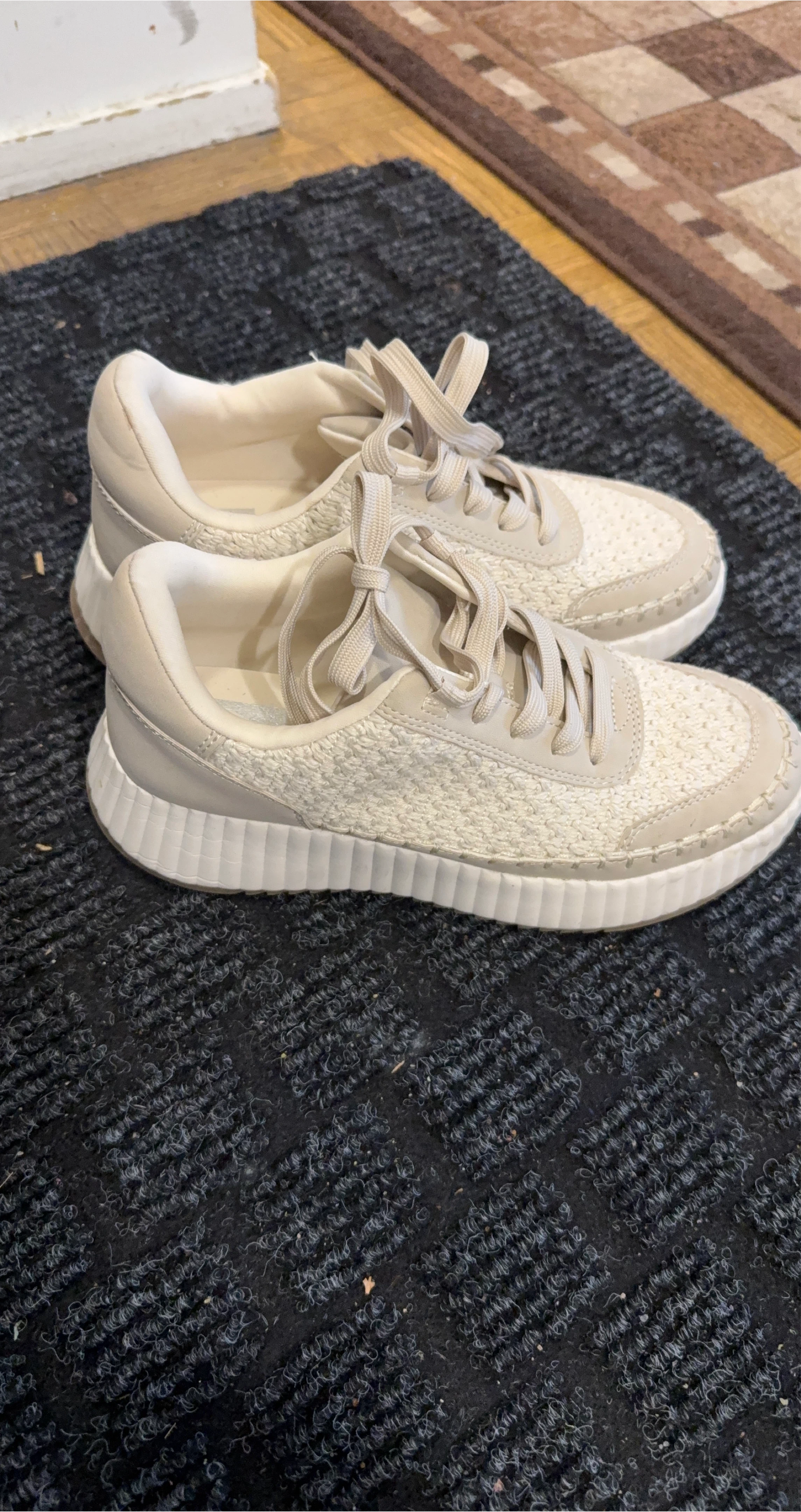 Beige Lace-Up Sneakers