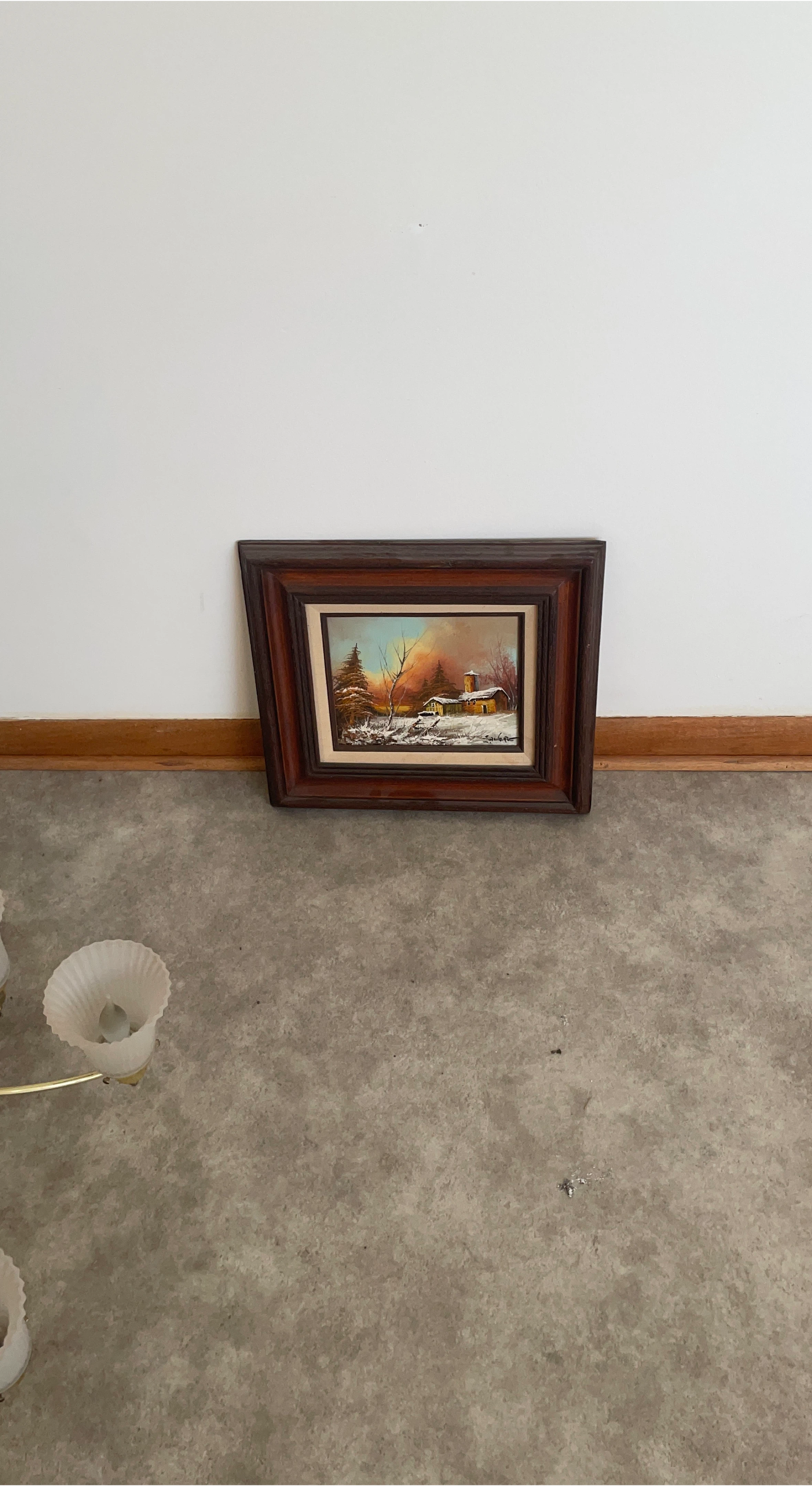 Framed Winter Landscape Painting