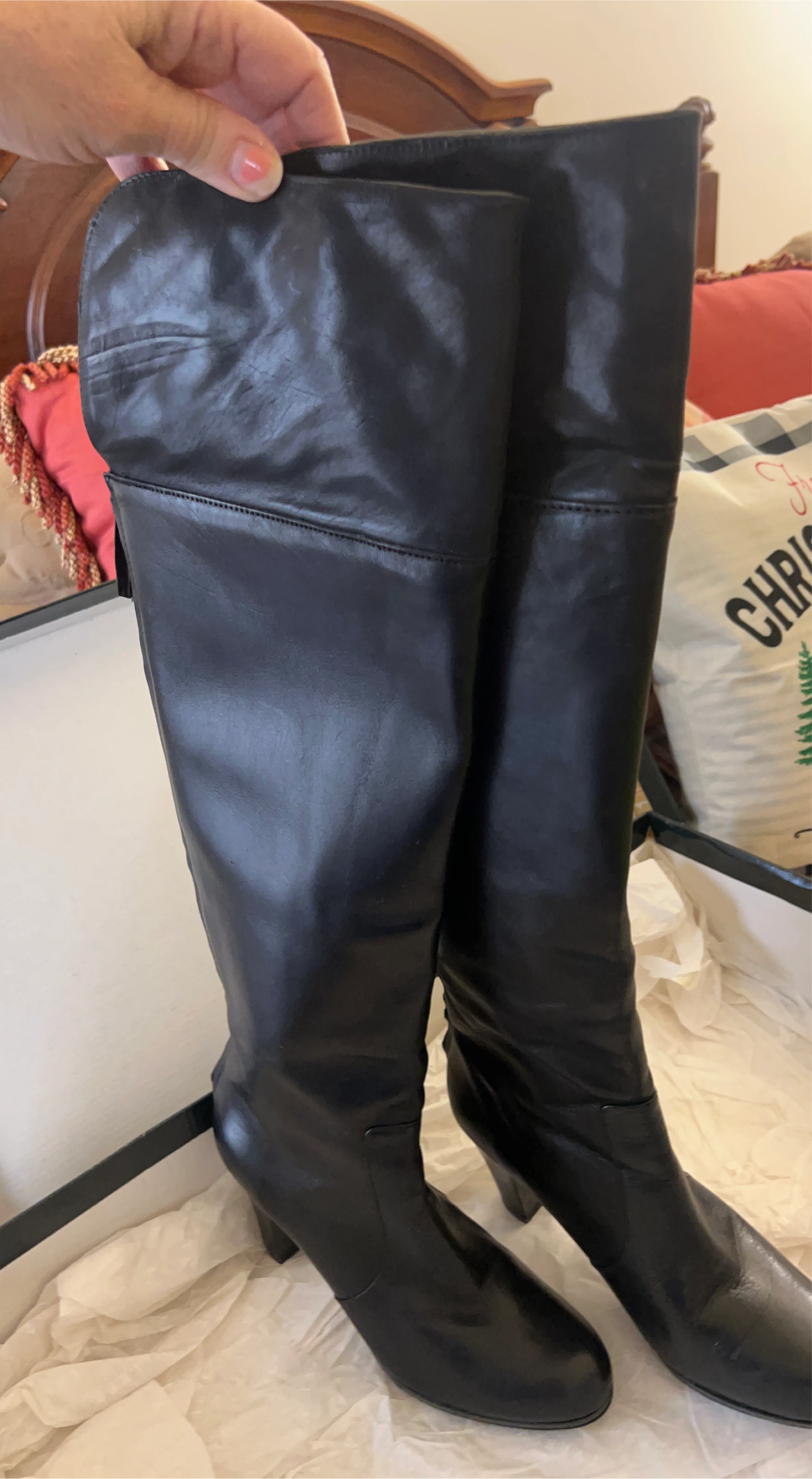 Ralph Lauren Meira Black Leather Boots - Size 6