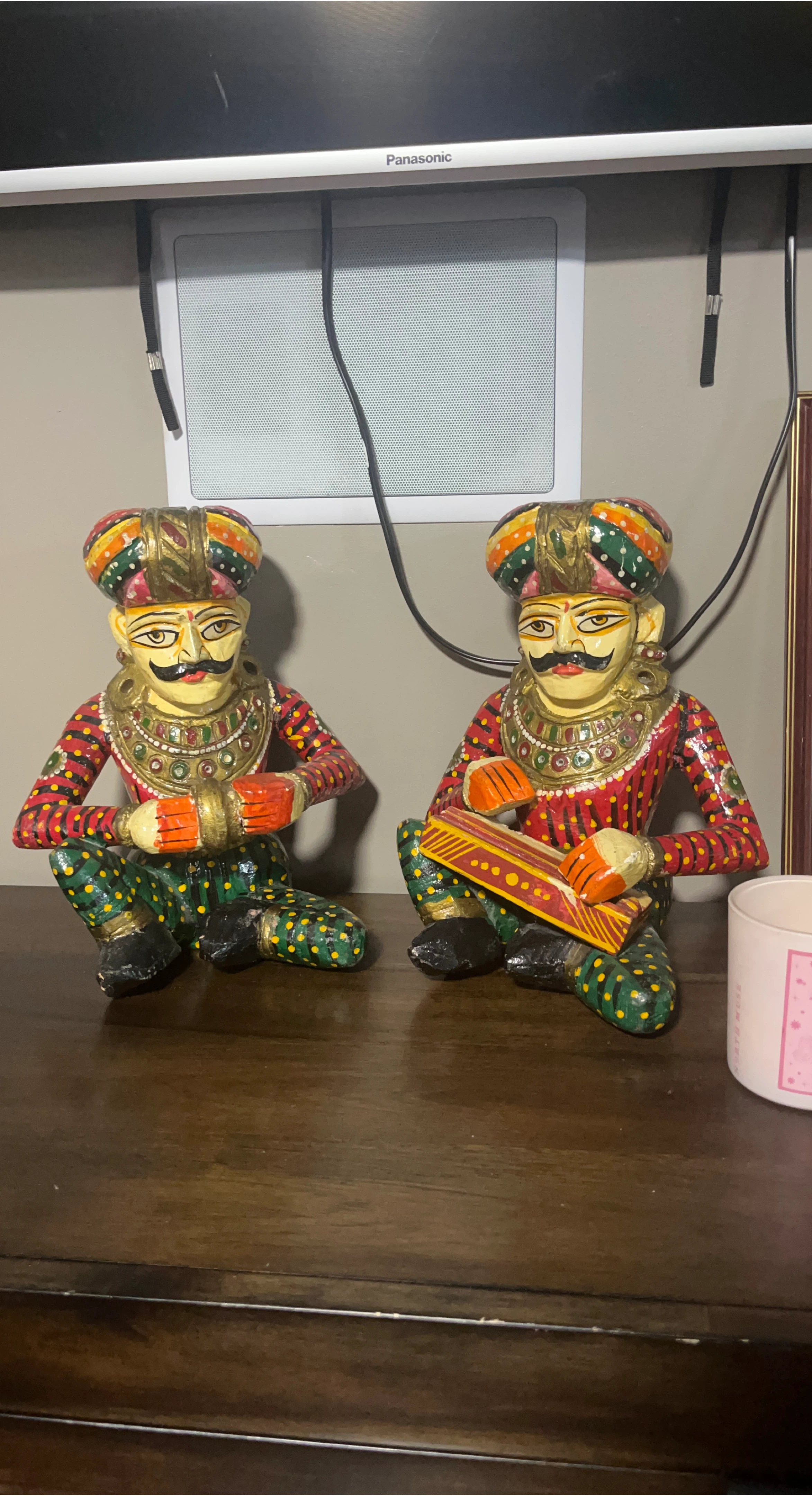 Pair of Hand-Painted Indian Musician Figurines
