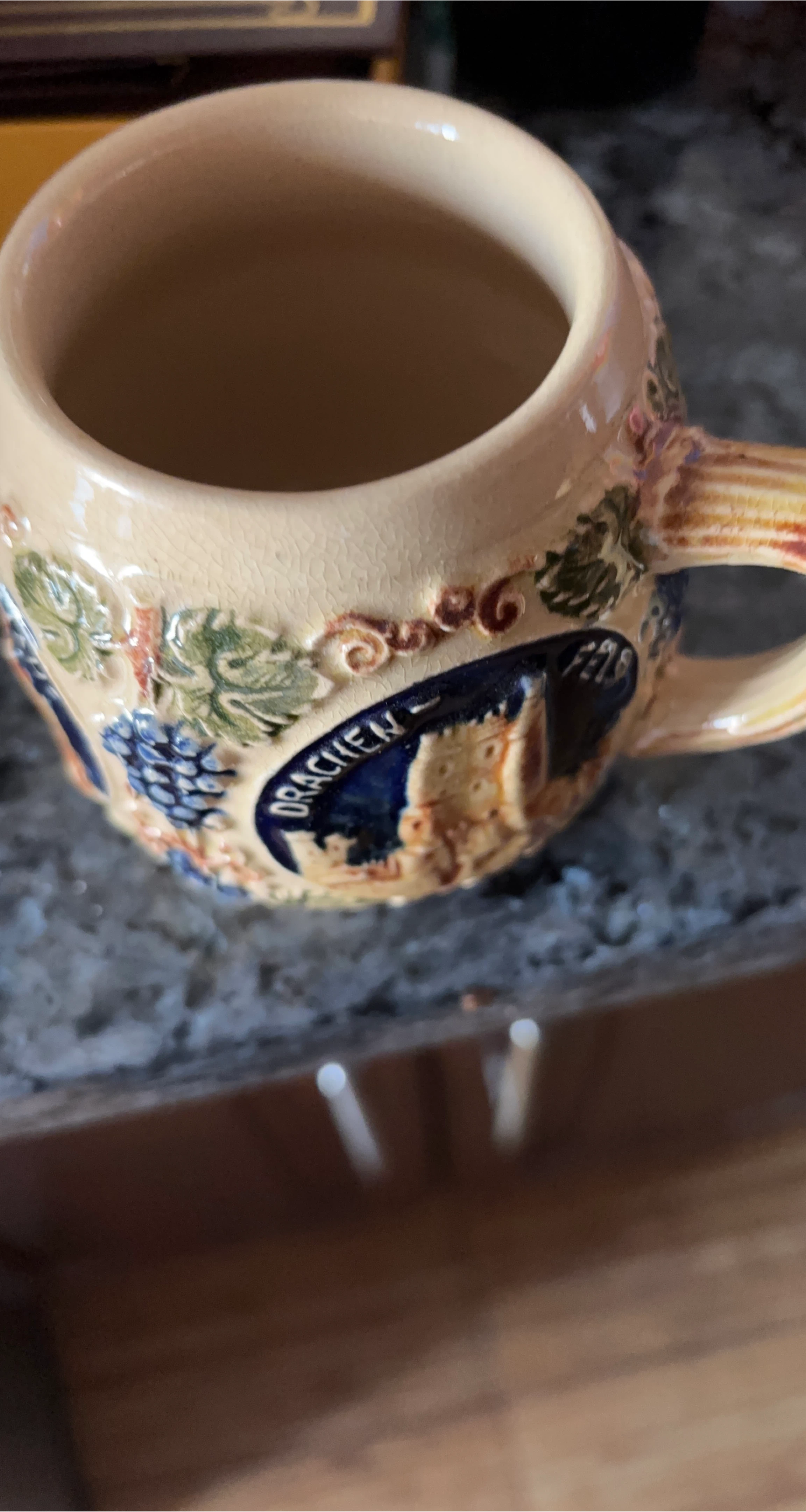 Vintage Ceramic Beer Stein Mug "Drachenfels"