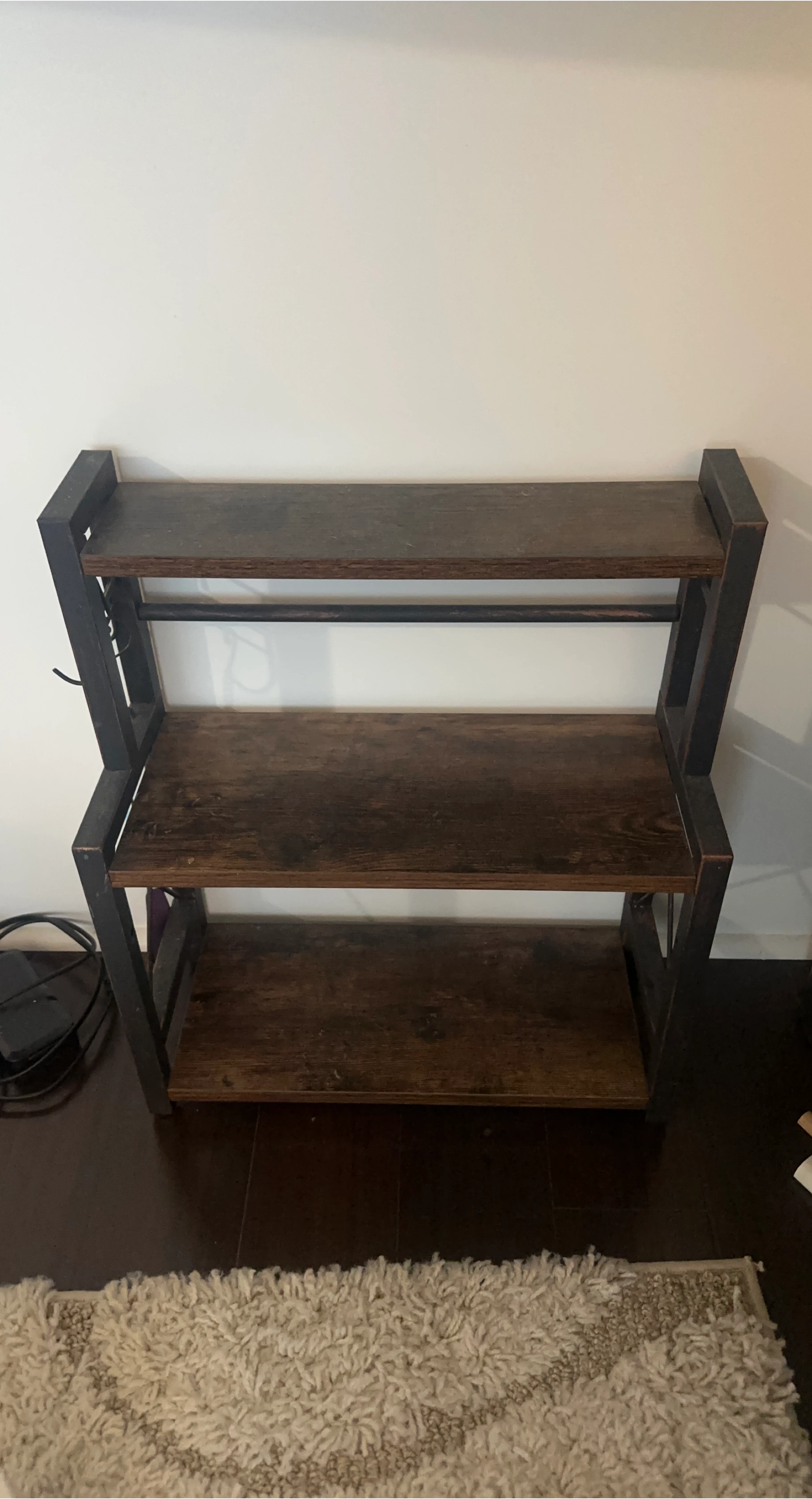 3-Tier Brown Wood & Metal Shelf