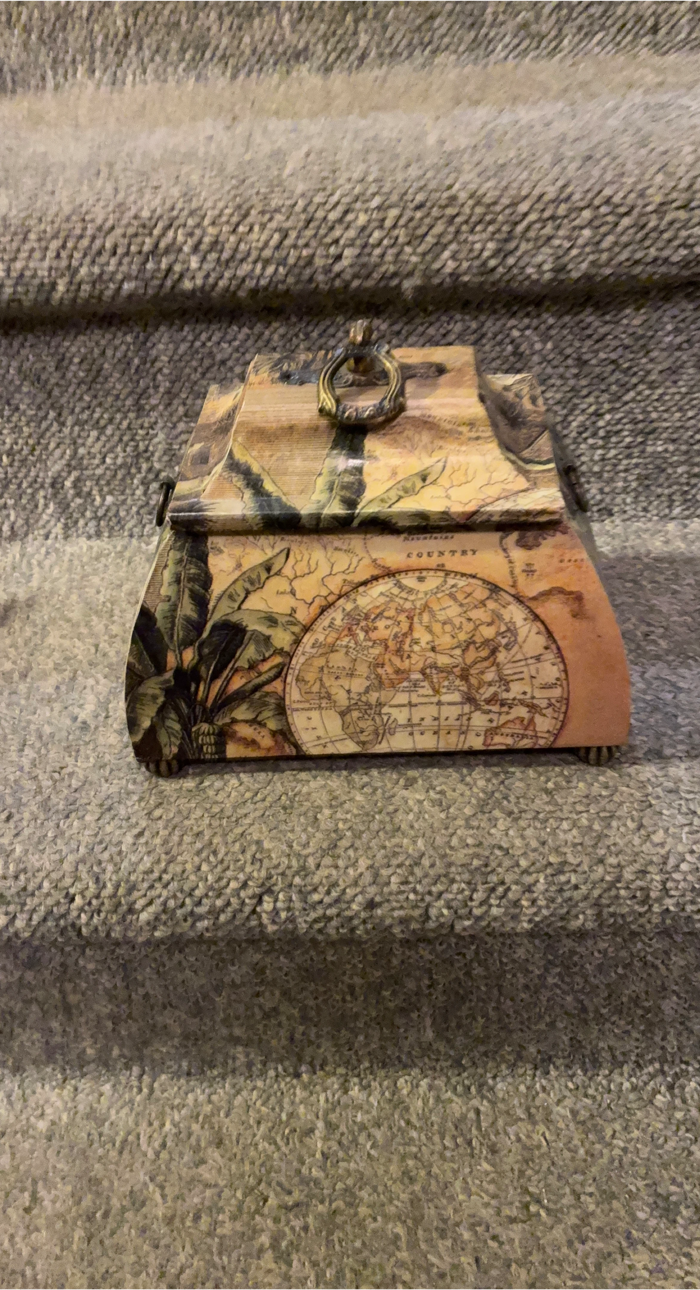 Decorative Wooden Box with World Map Design