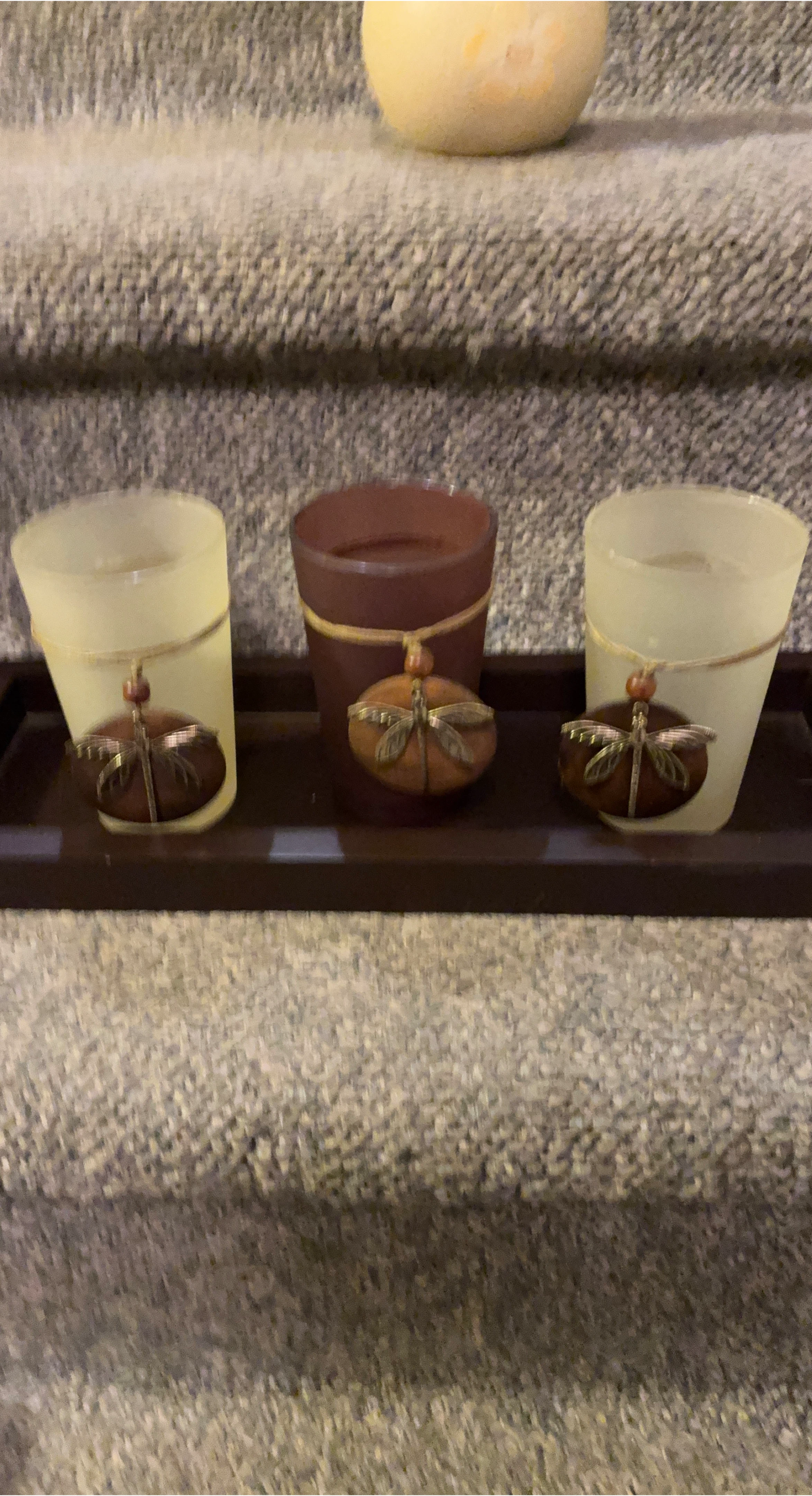 Candle Holder Set with Dragonfly Accents