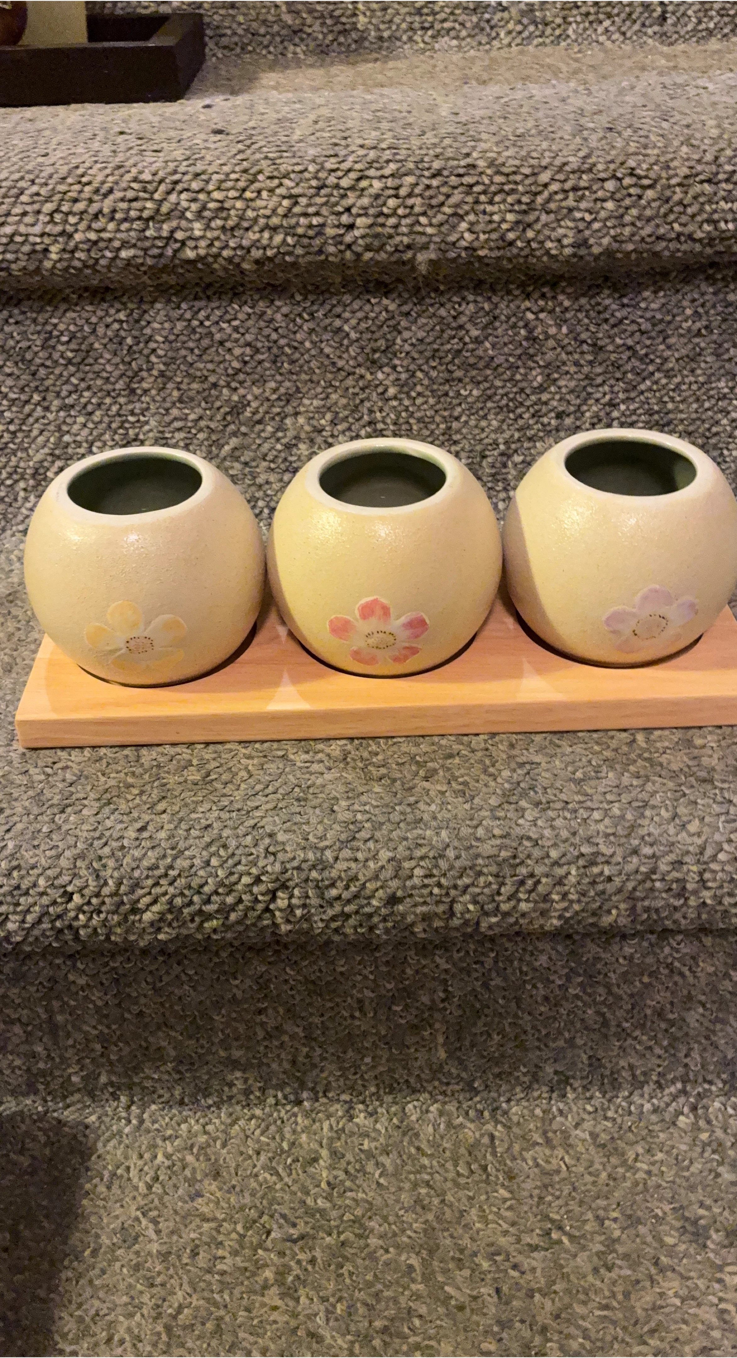 Set of 3 Floral Ceramic Planters