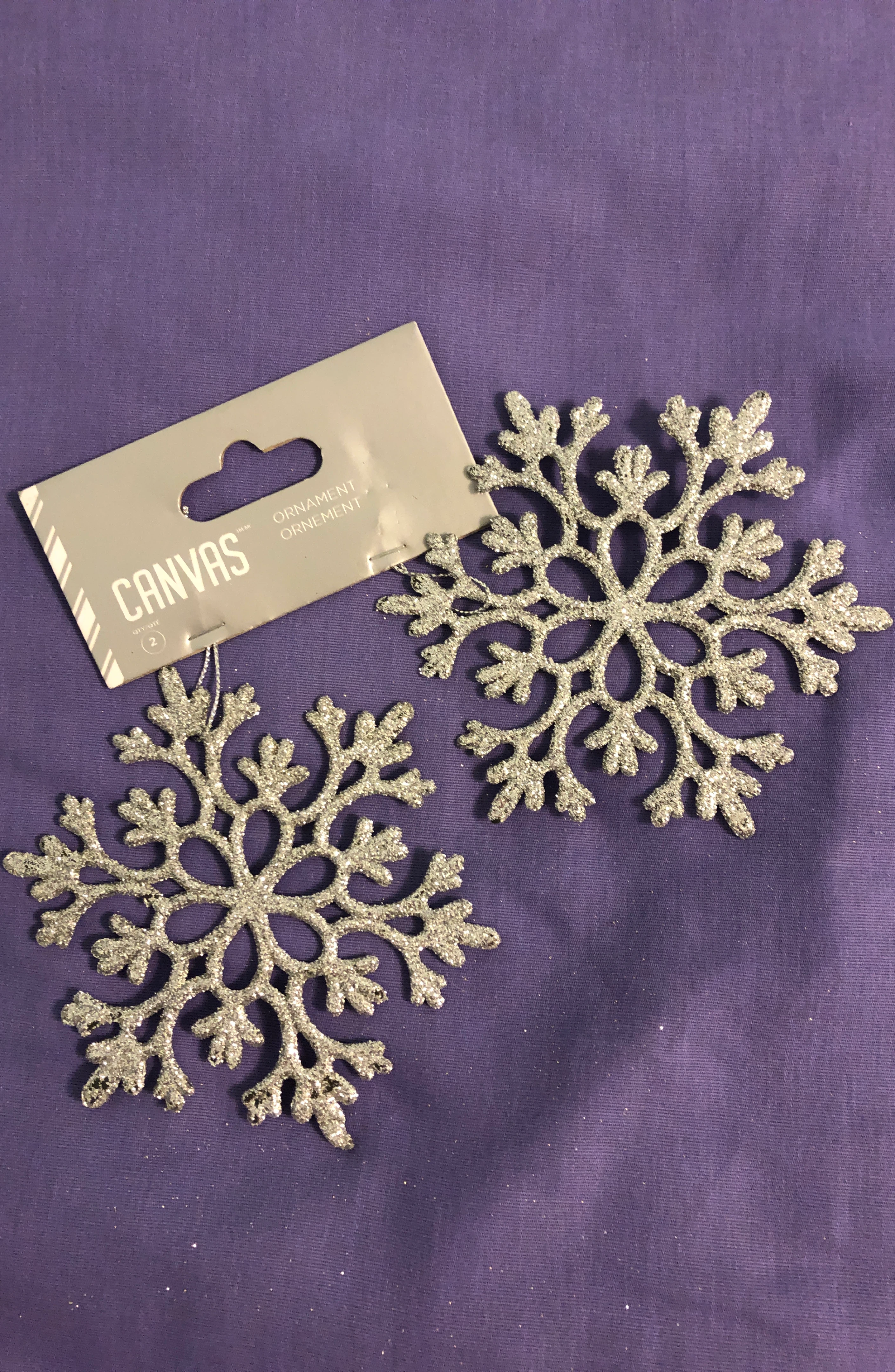Canvas Snowflake Ornaments - Set of 2