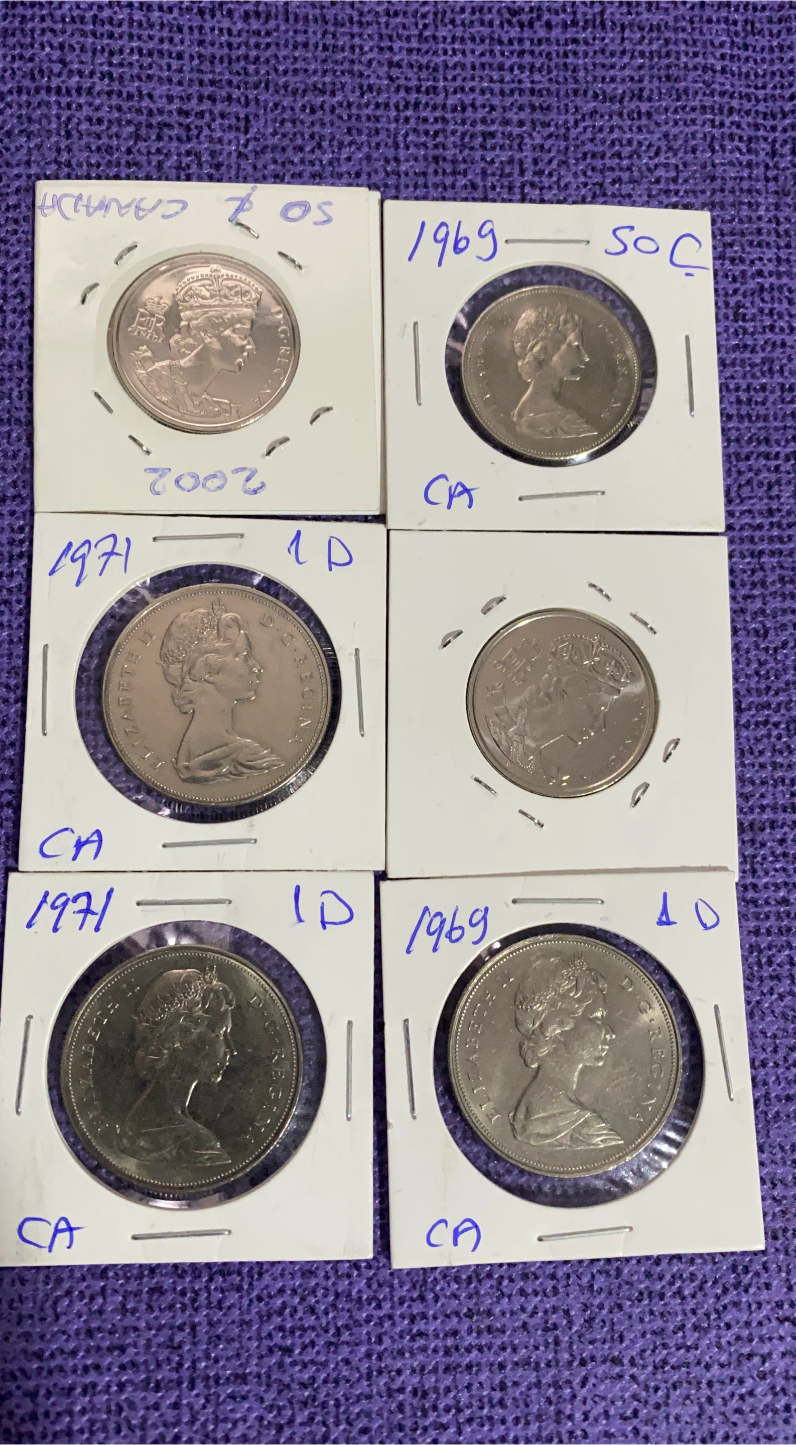 Vintage Canadian Coins - 1969, 1971, 2002