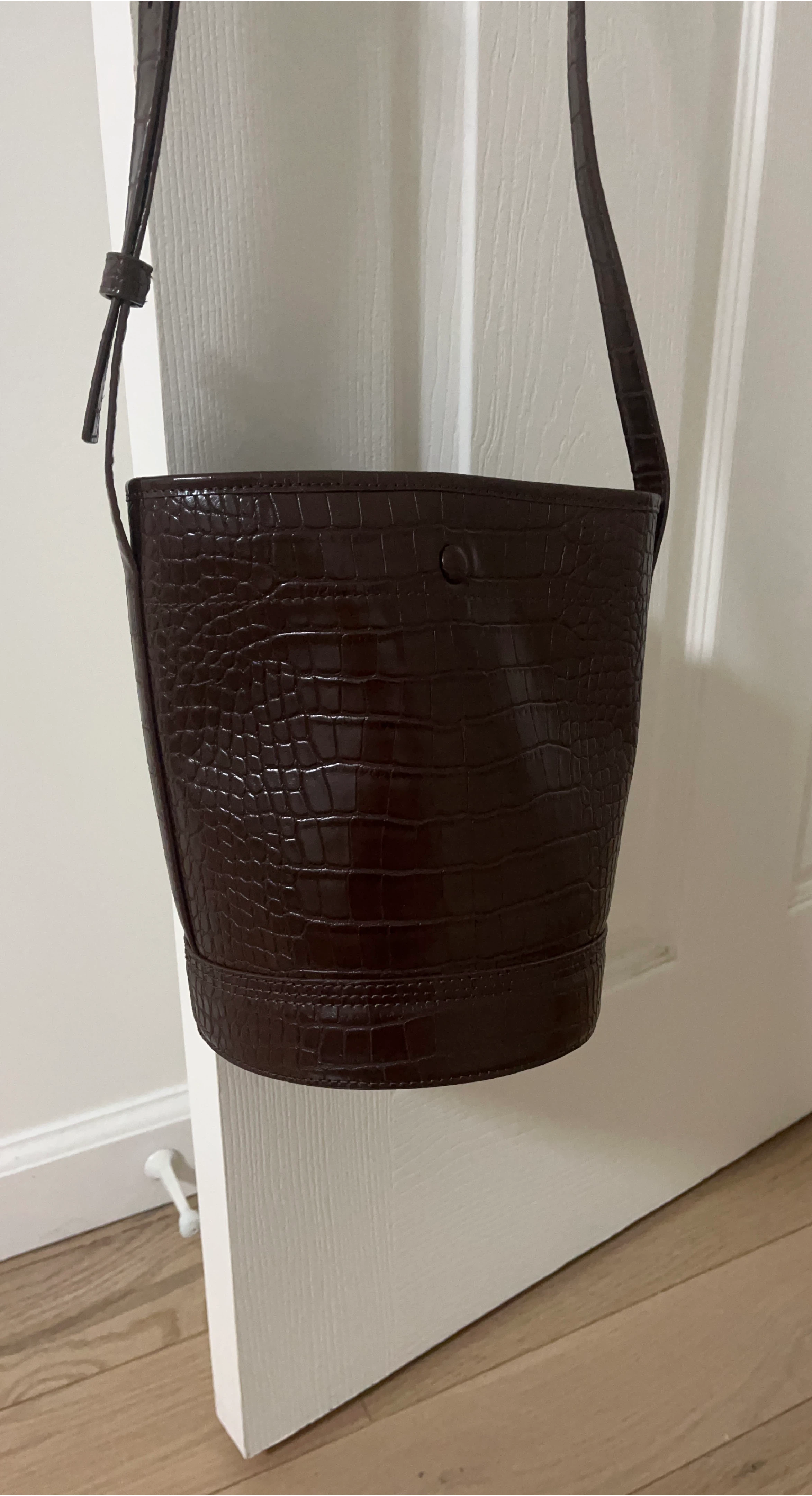 J.Crew Brown Crocodile Embossed Bucket Bag