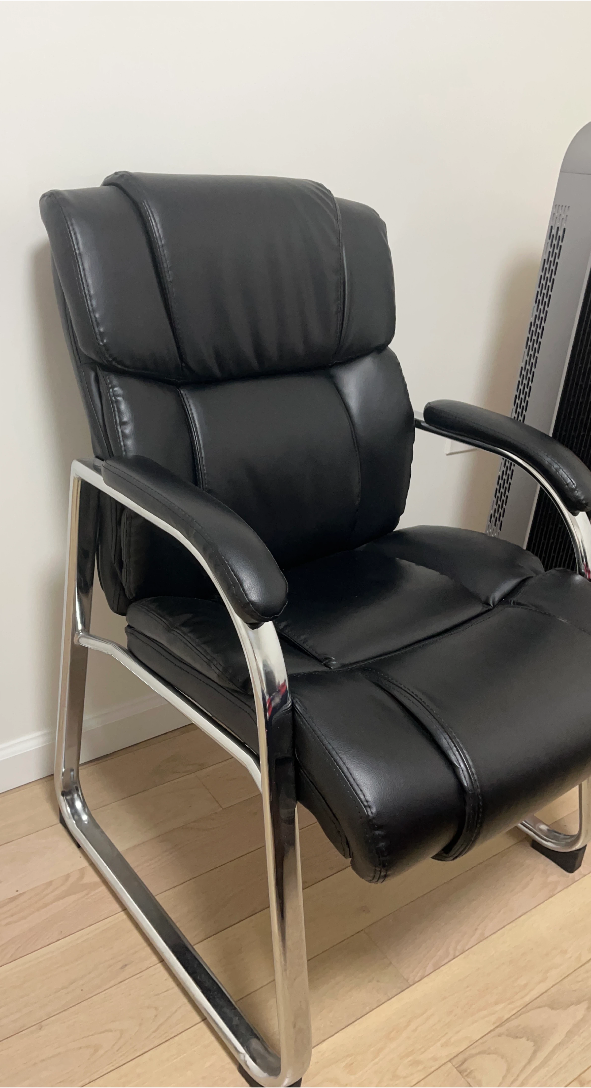 Set of 2 Black Leather Office Chair