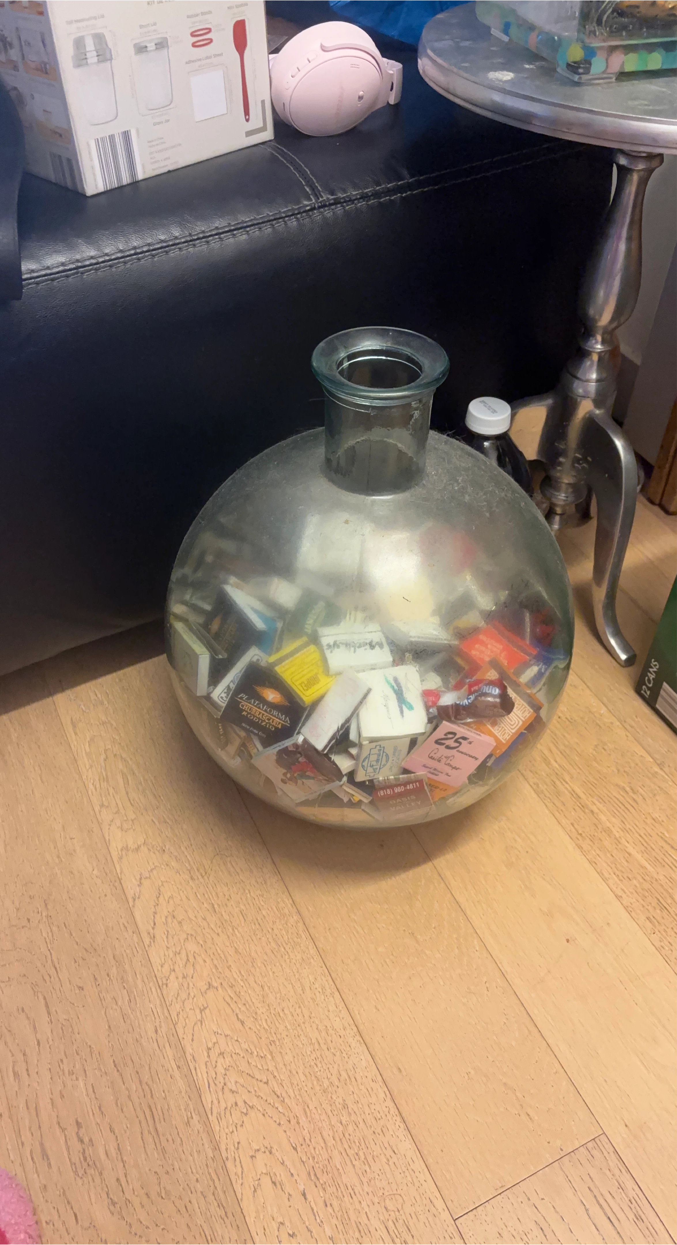 Glass Vase Filled with vintage Matchbooks collection