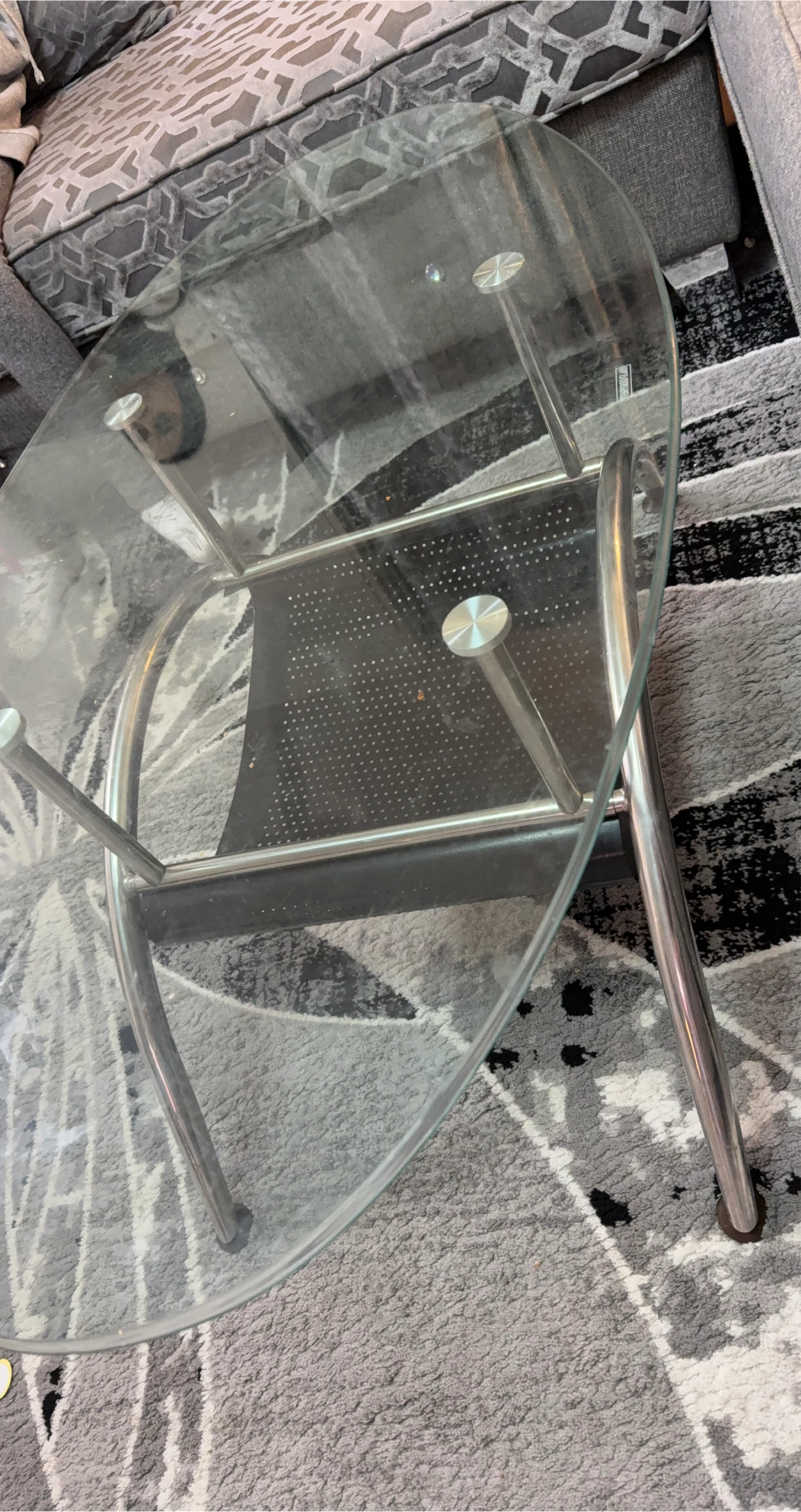 Glass Coffee Table with Metal Frame