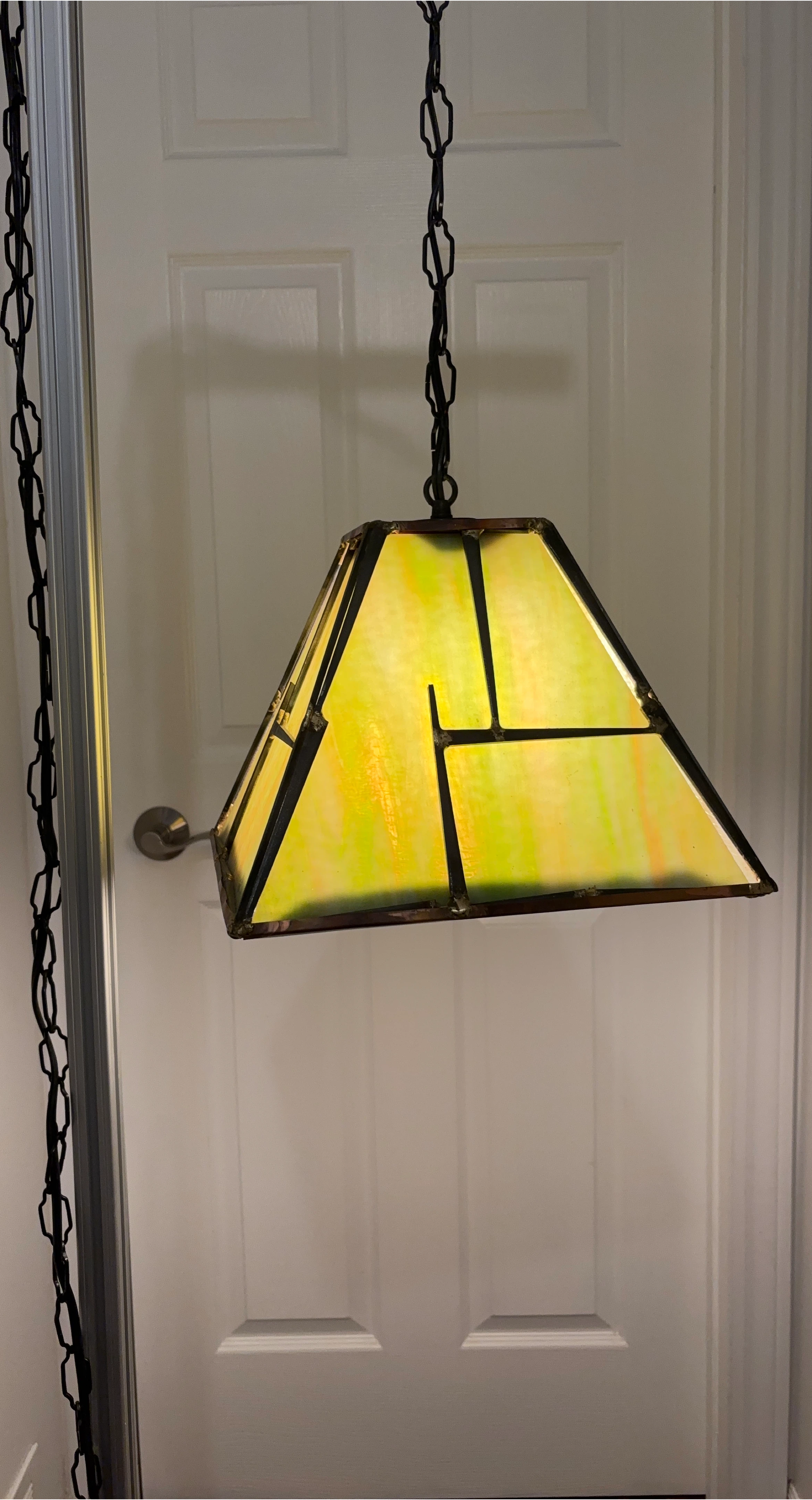 Vintage Stained Glass Hanging Lamp