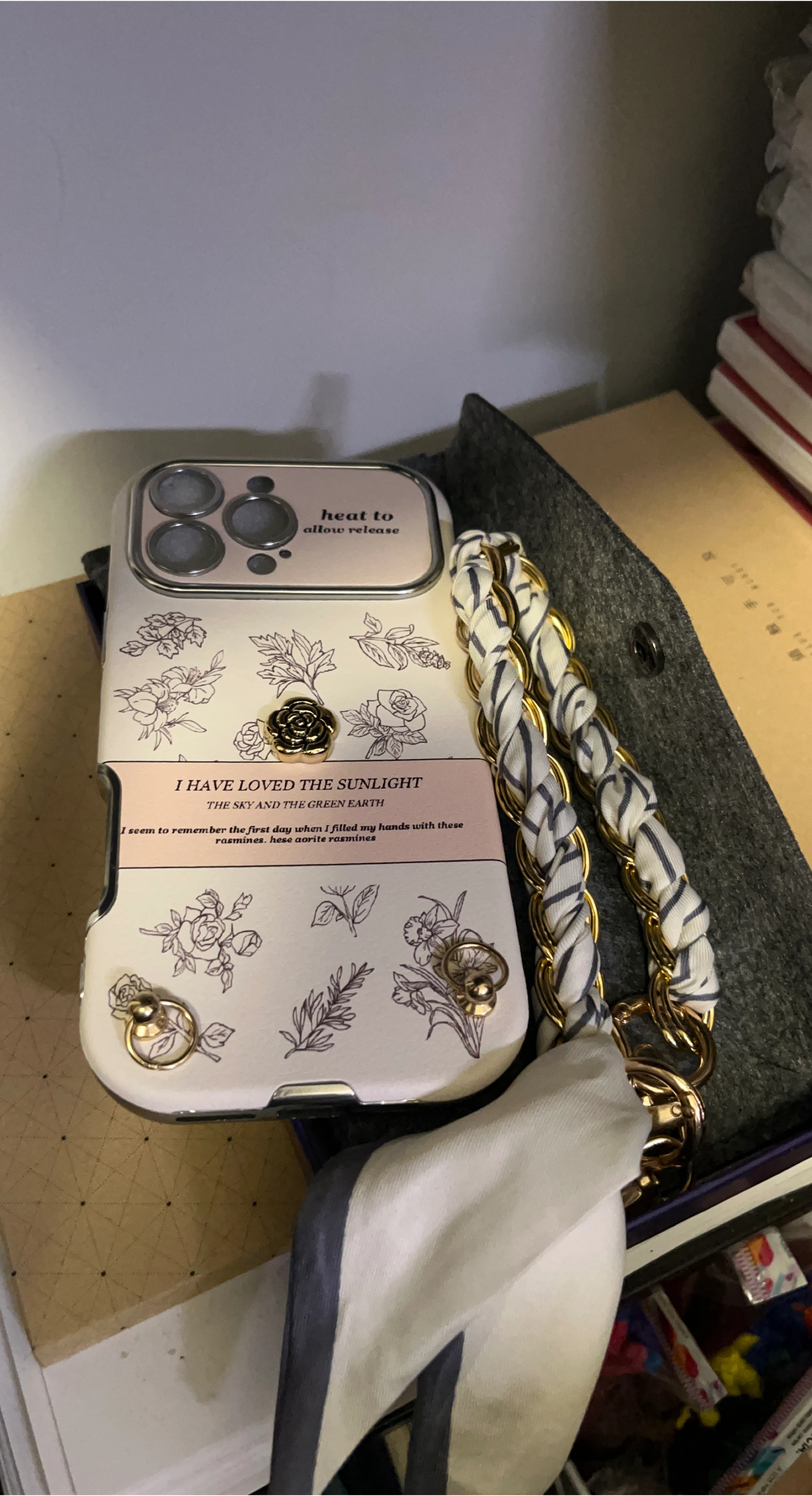 Floral iPhone Case with Chain Strap