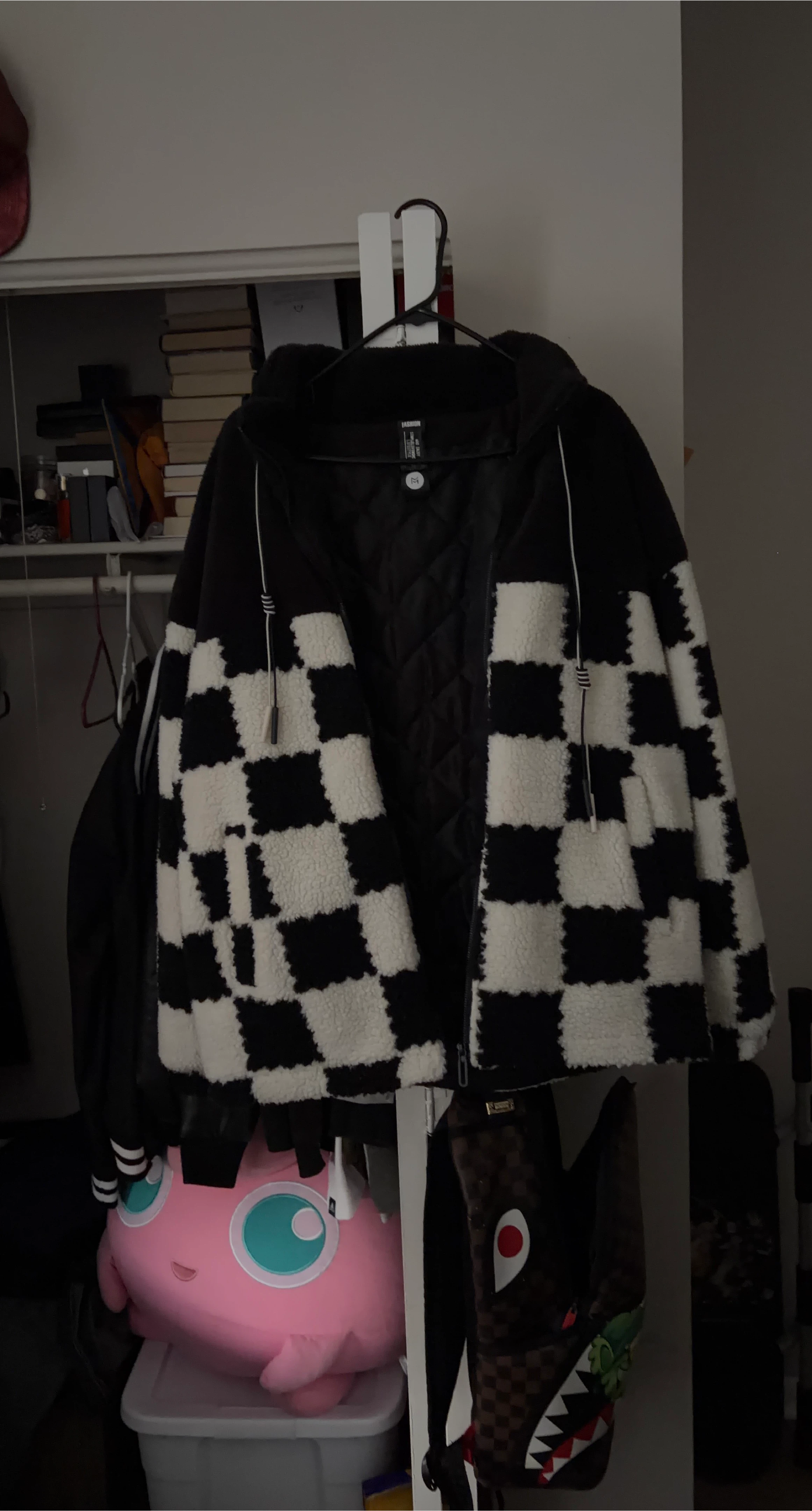Checkered Sherpa Jacket, Size M