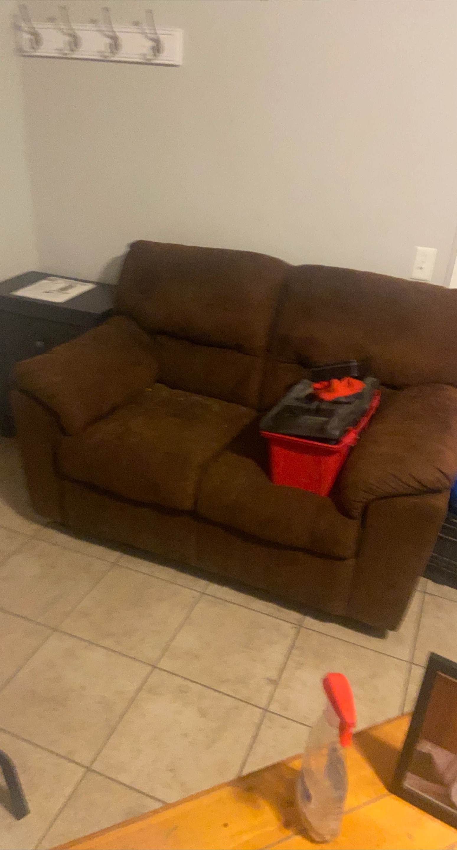 Brown loveseat sofa