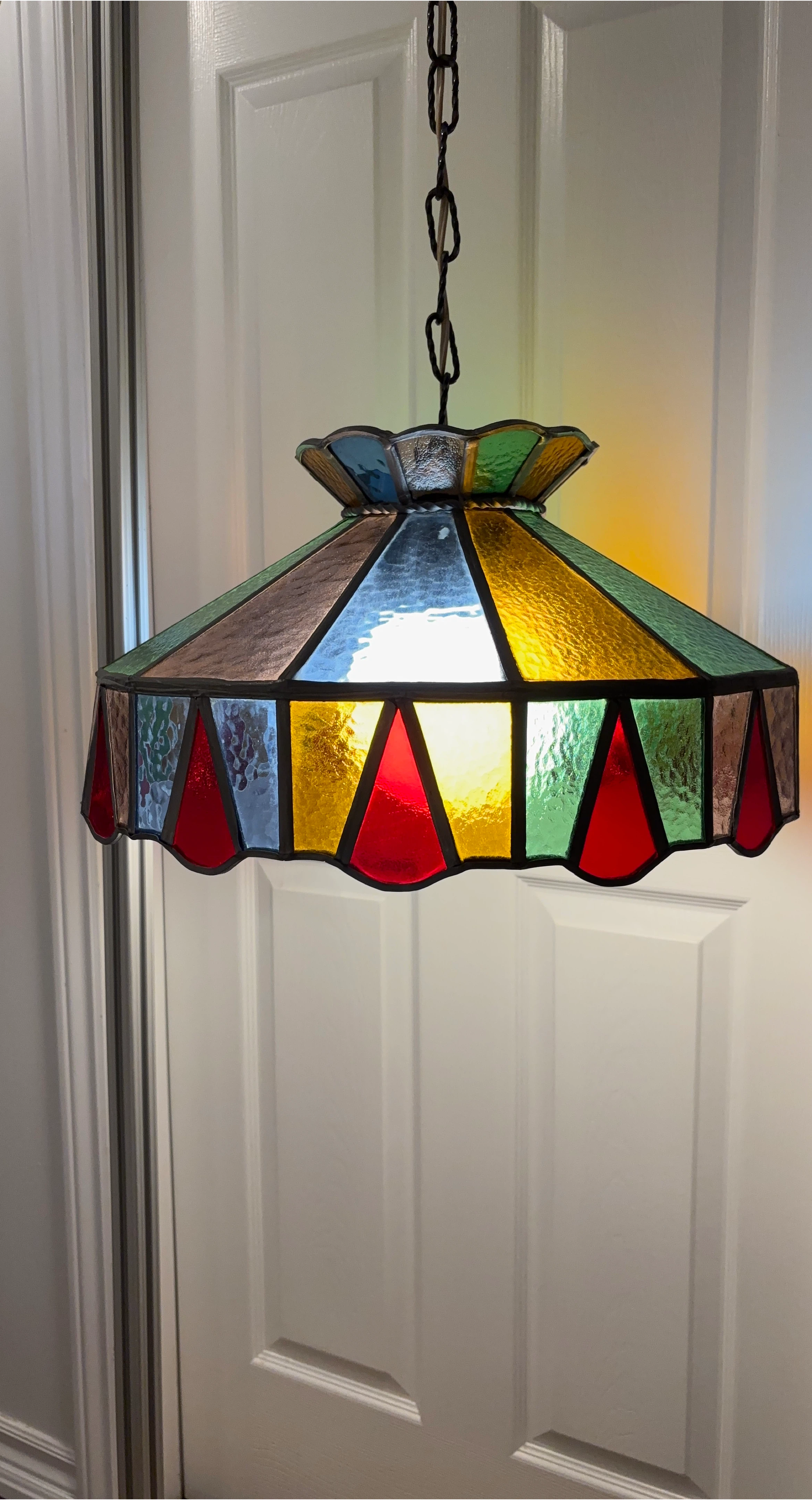 Vintage Stained Glass Hanging Lamp