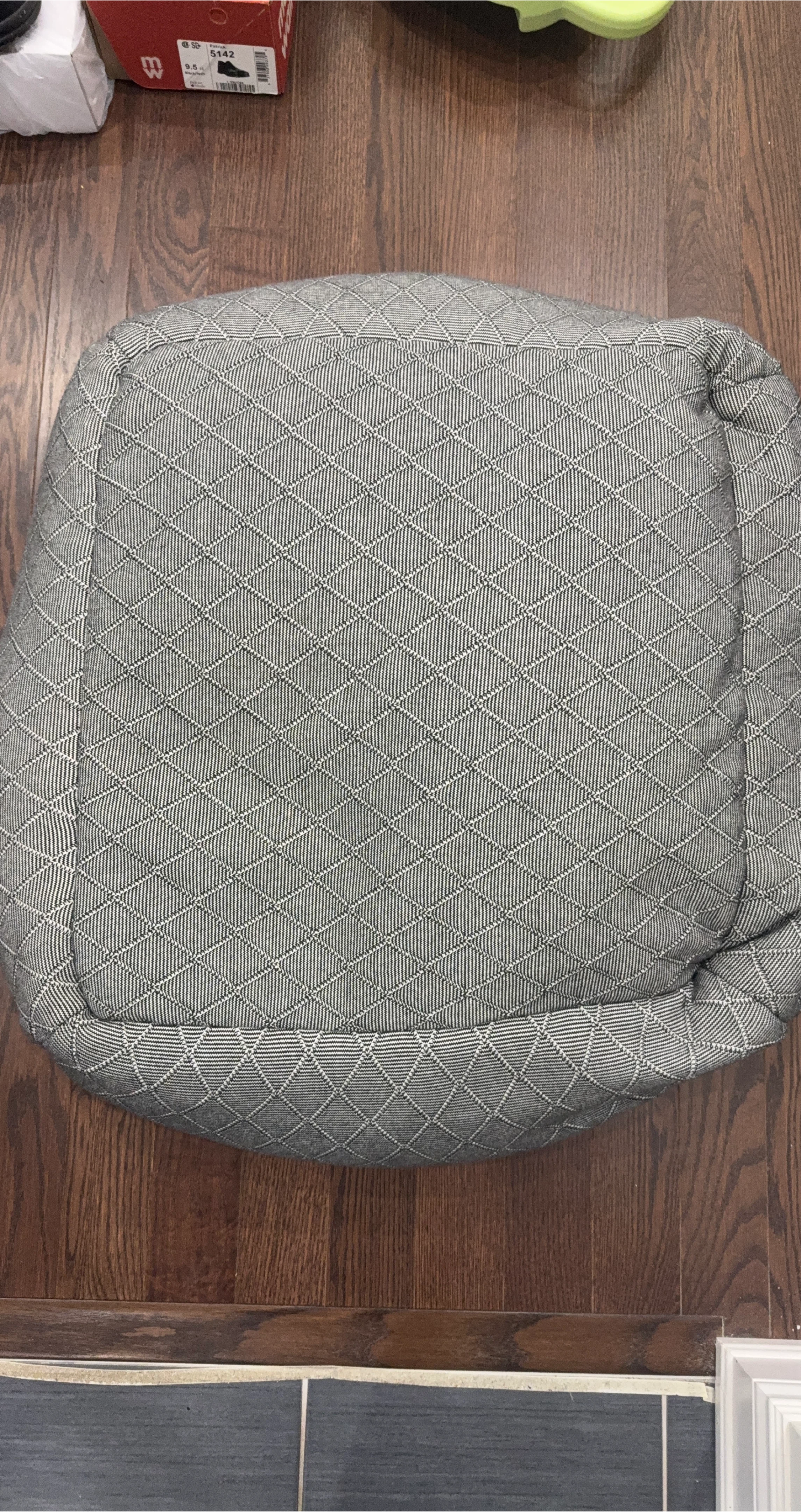 Grey Patterned Pouf Ottoman