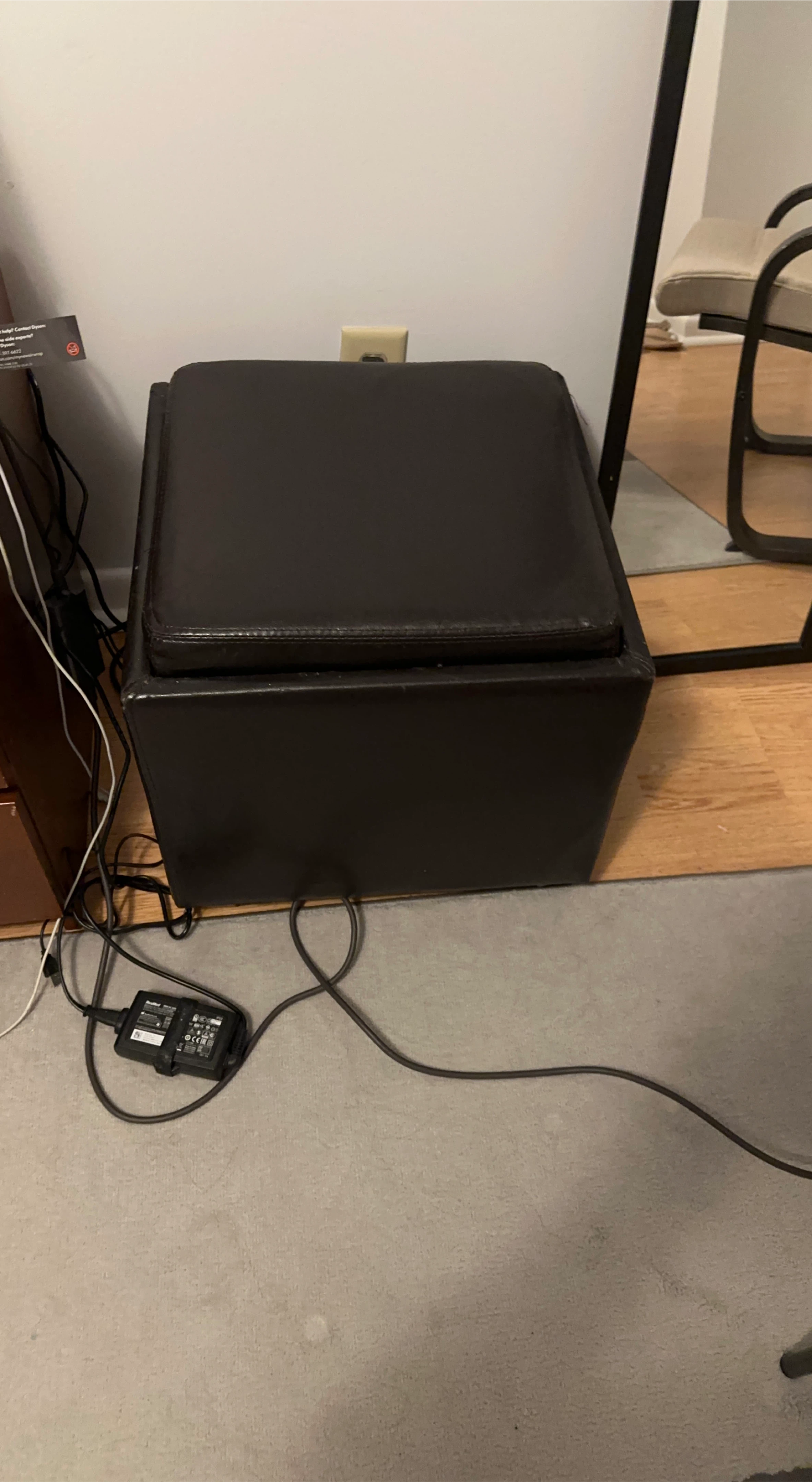 Dark Brown Faux Leather Storage Ottoman