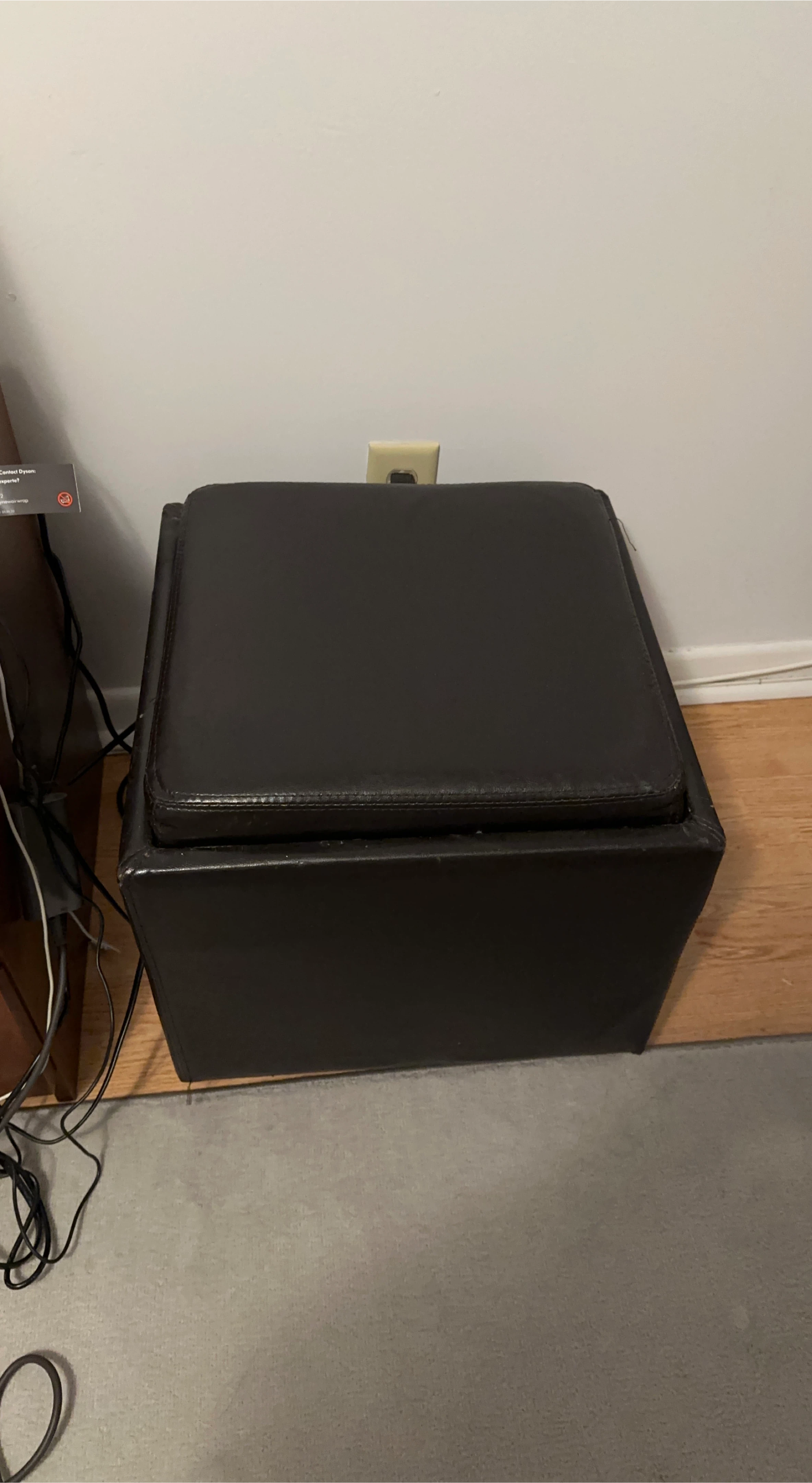Dark Brown Faux Leather Storage Ottoman