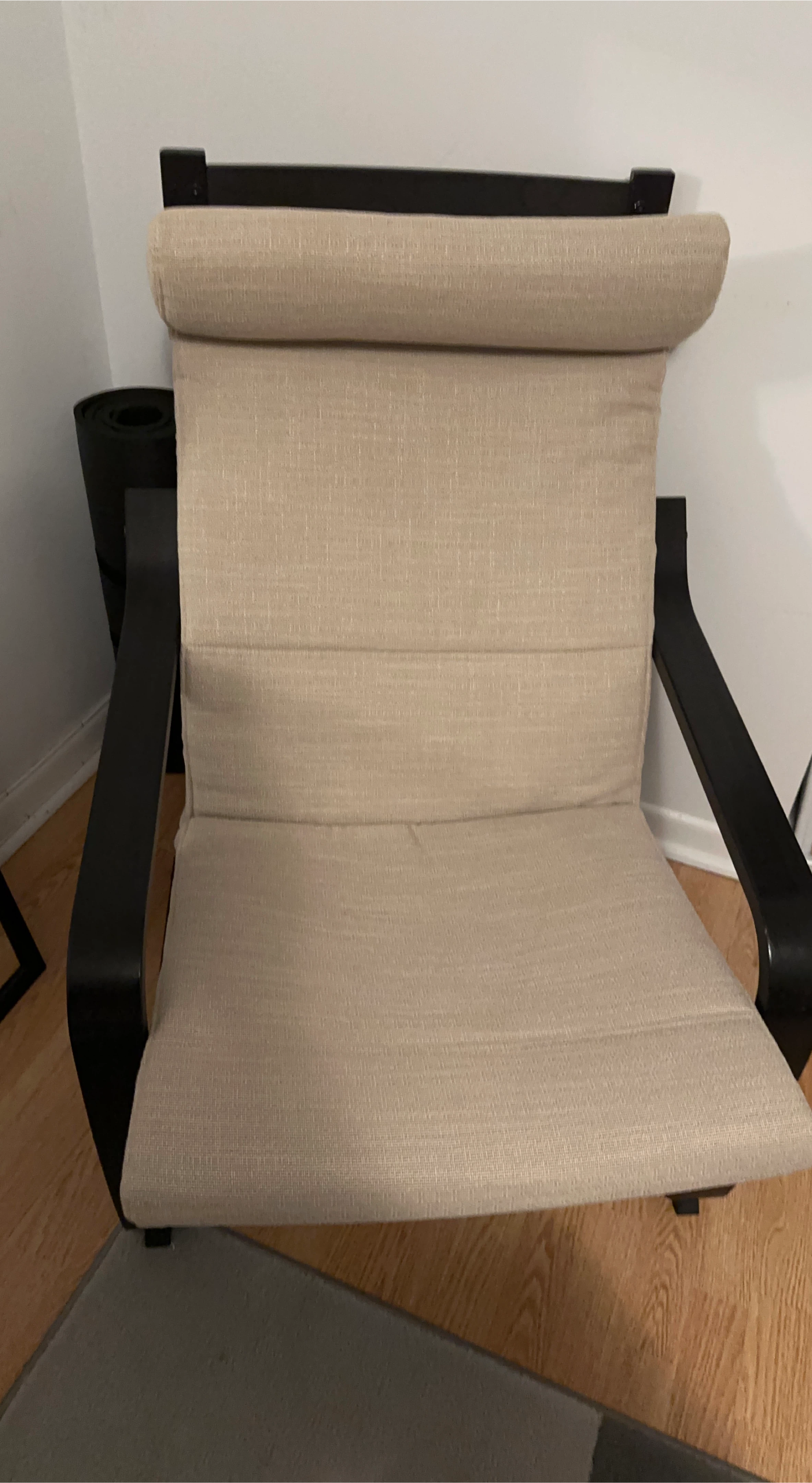 Beige Accent Chair with Dark Frame