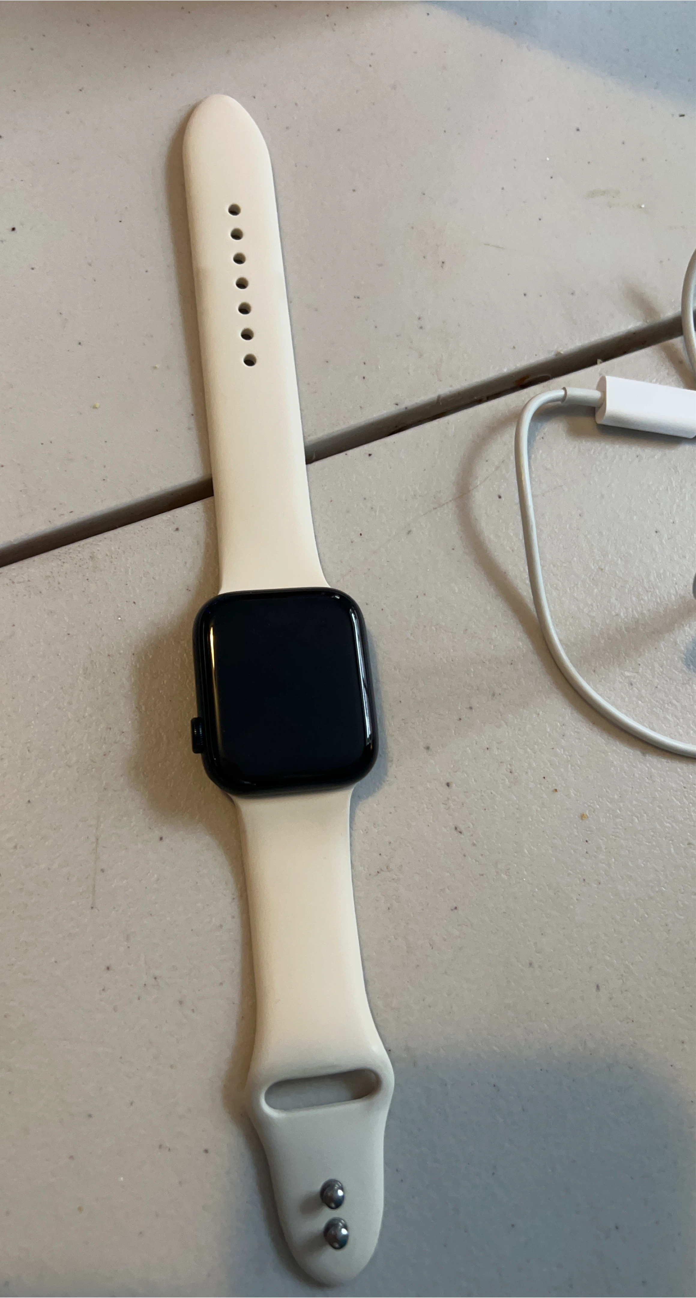 Apple Watch with Cream Band