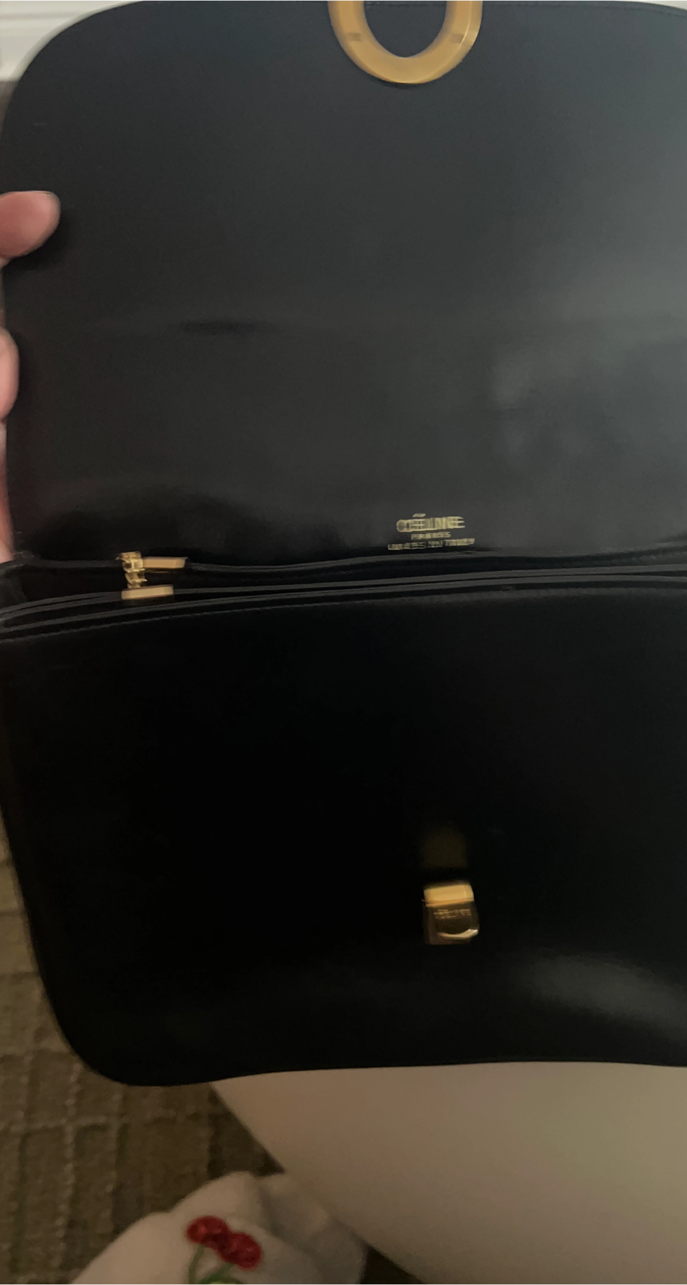 Celine Paris Black Leather Handbag