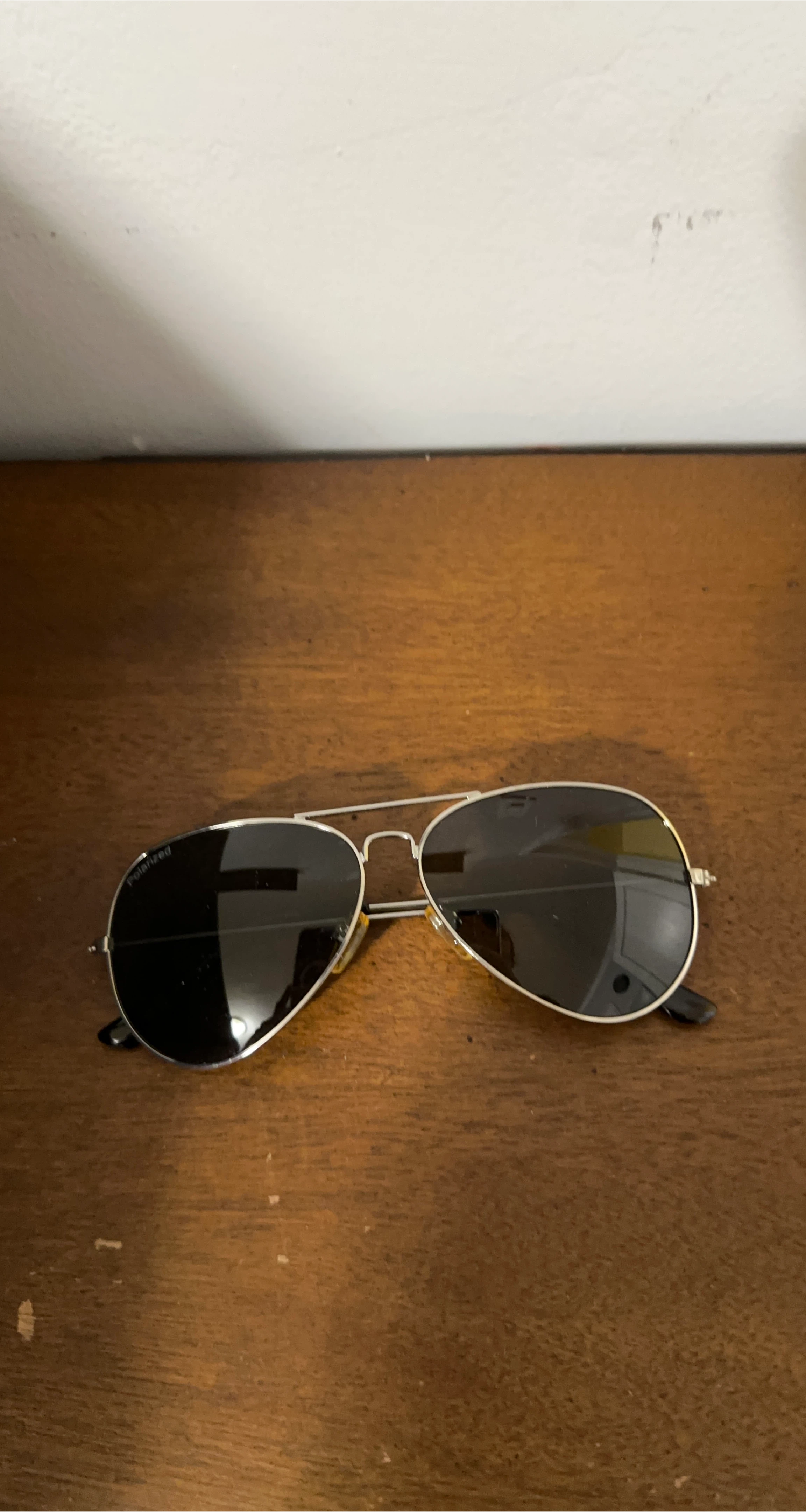 Polaroid Silver Frame Aviator Sunglasses
