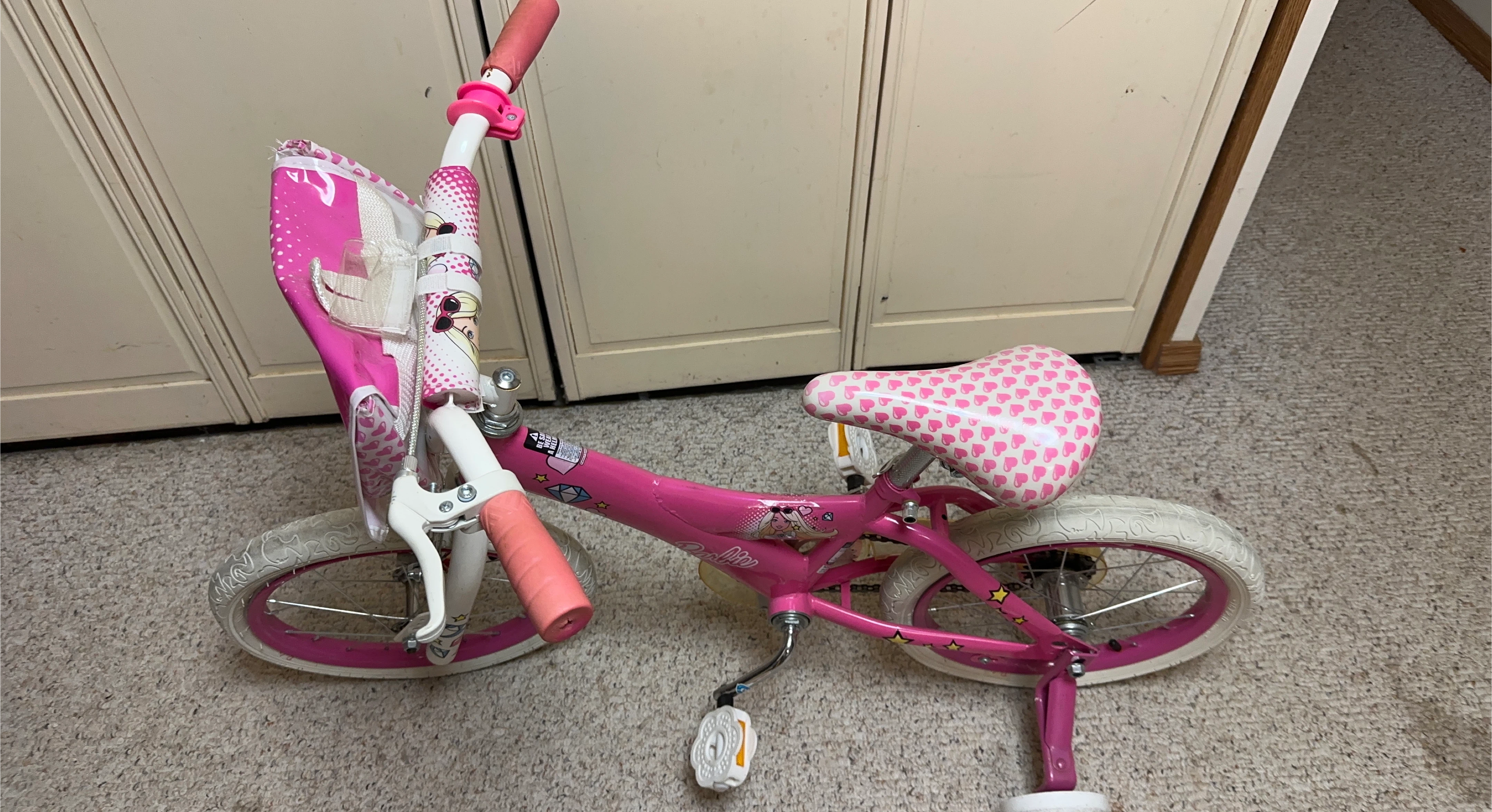 Barbie Kids' Pink Bike with Training Wheels