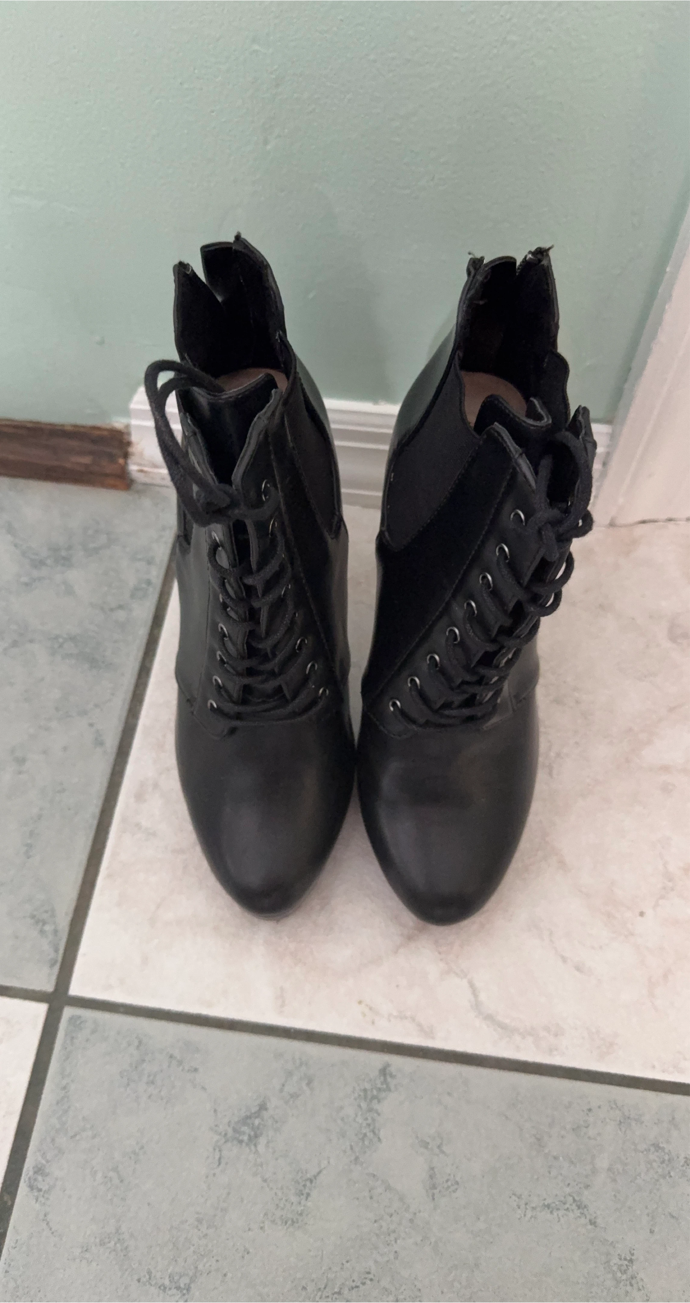 Black Lace-Up Ankle Boots