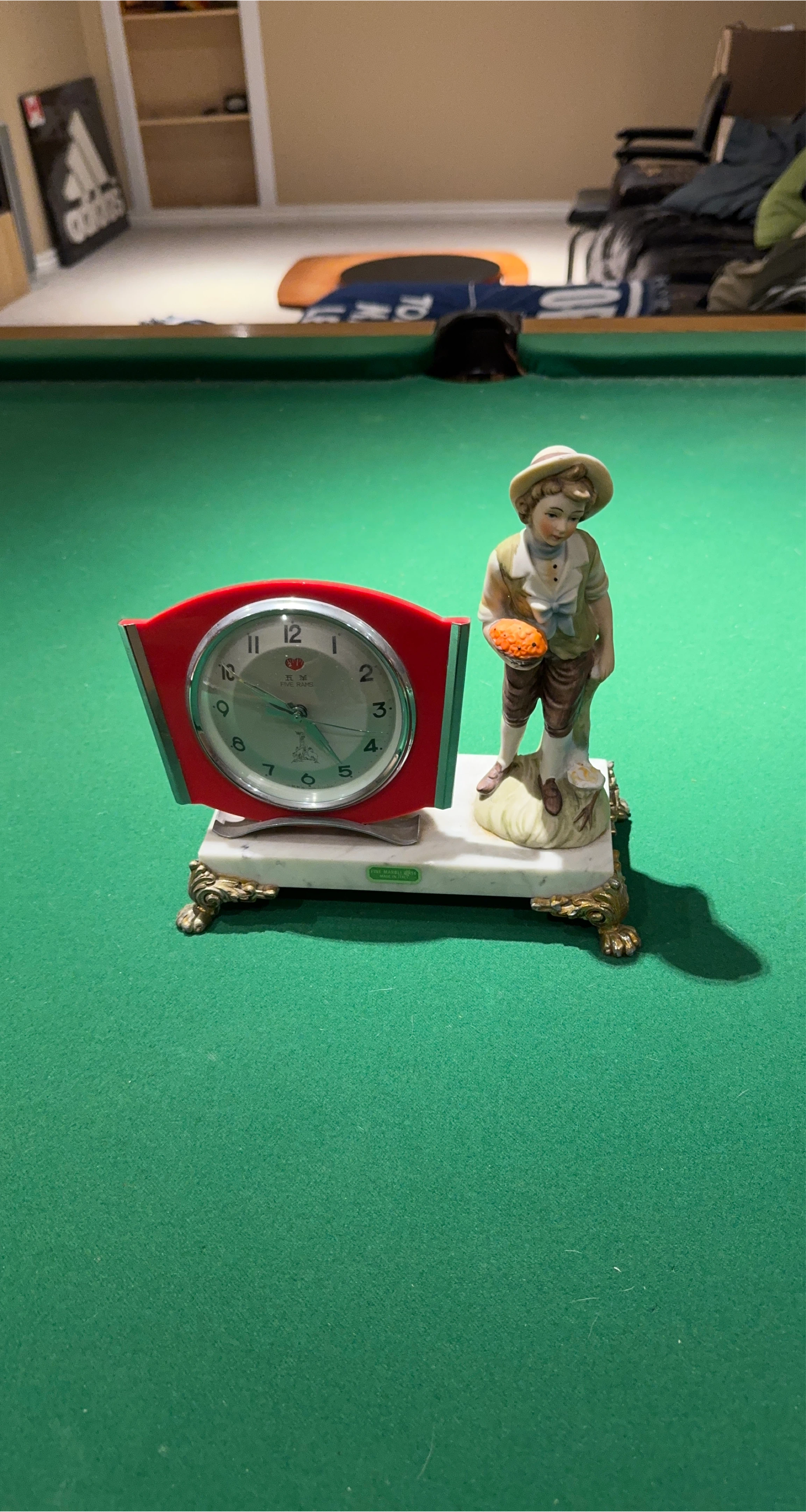 Five Rams Figurine Clock