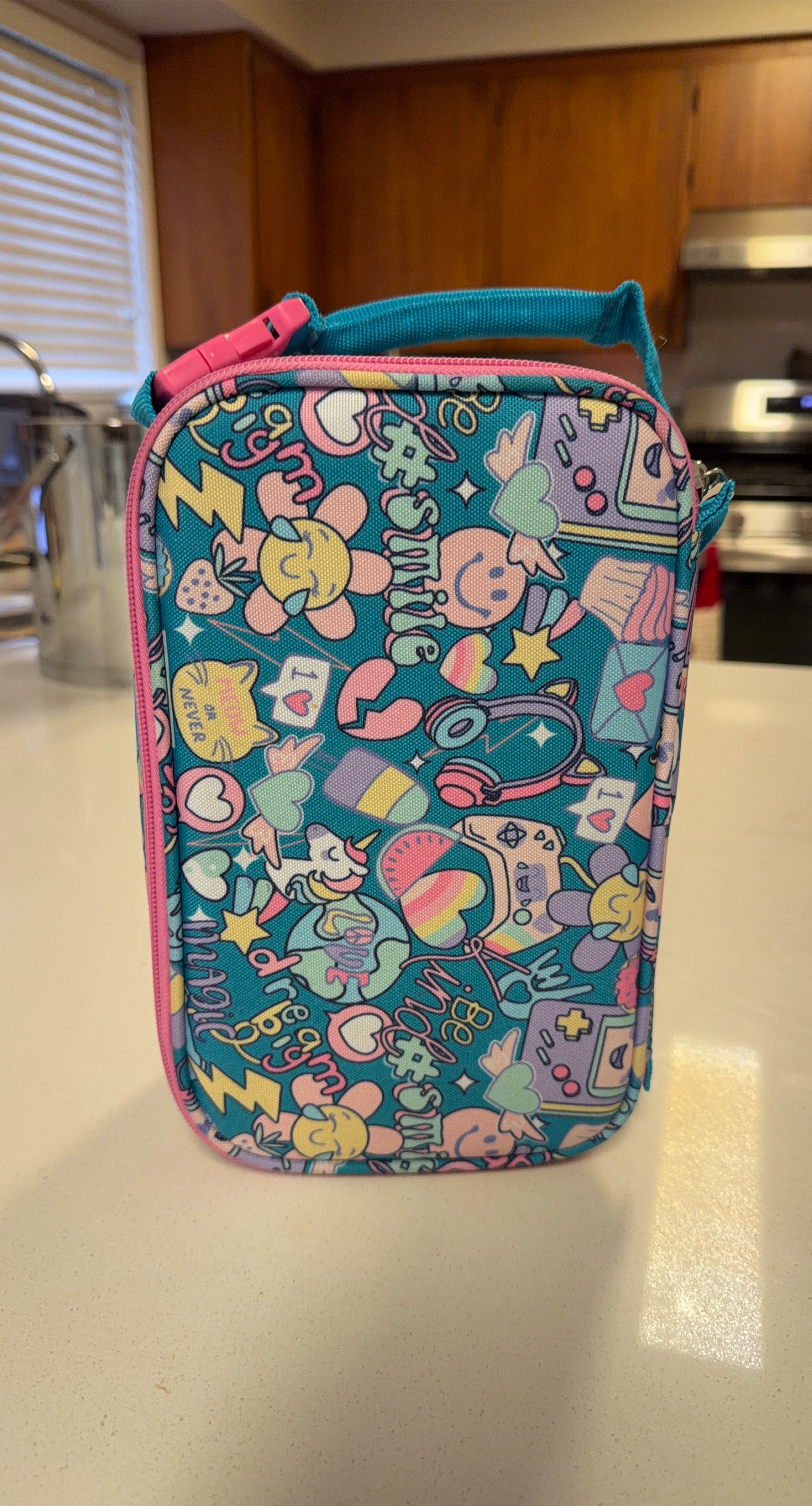 Turquoise Patterned Lunch Bag