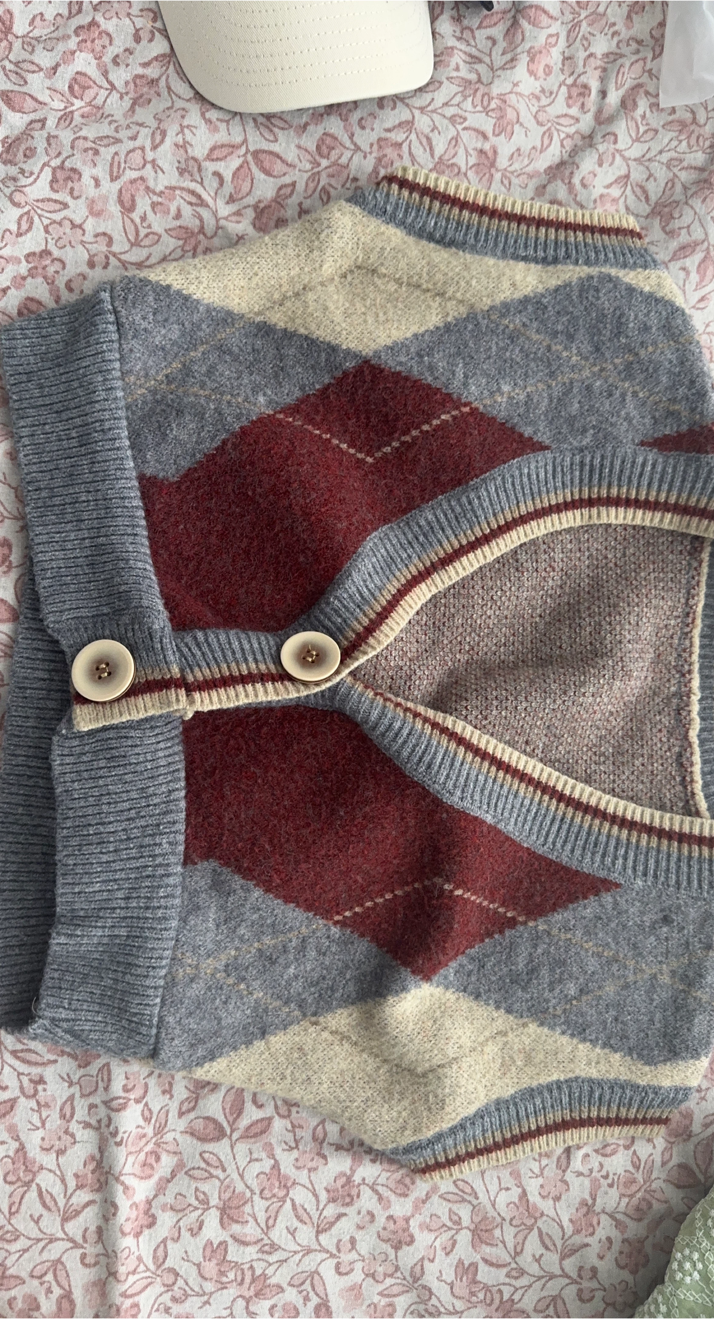 Argyle Cardigan Sweater - Size Small