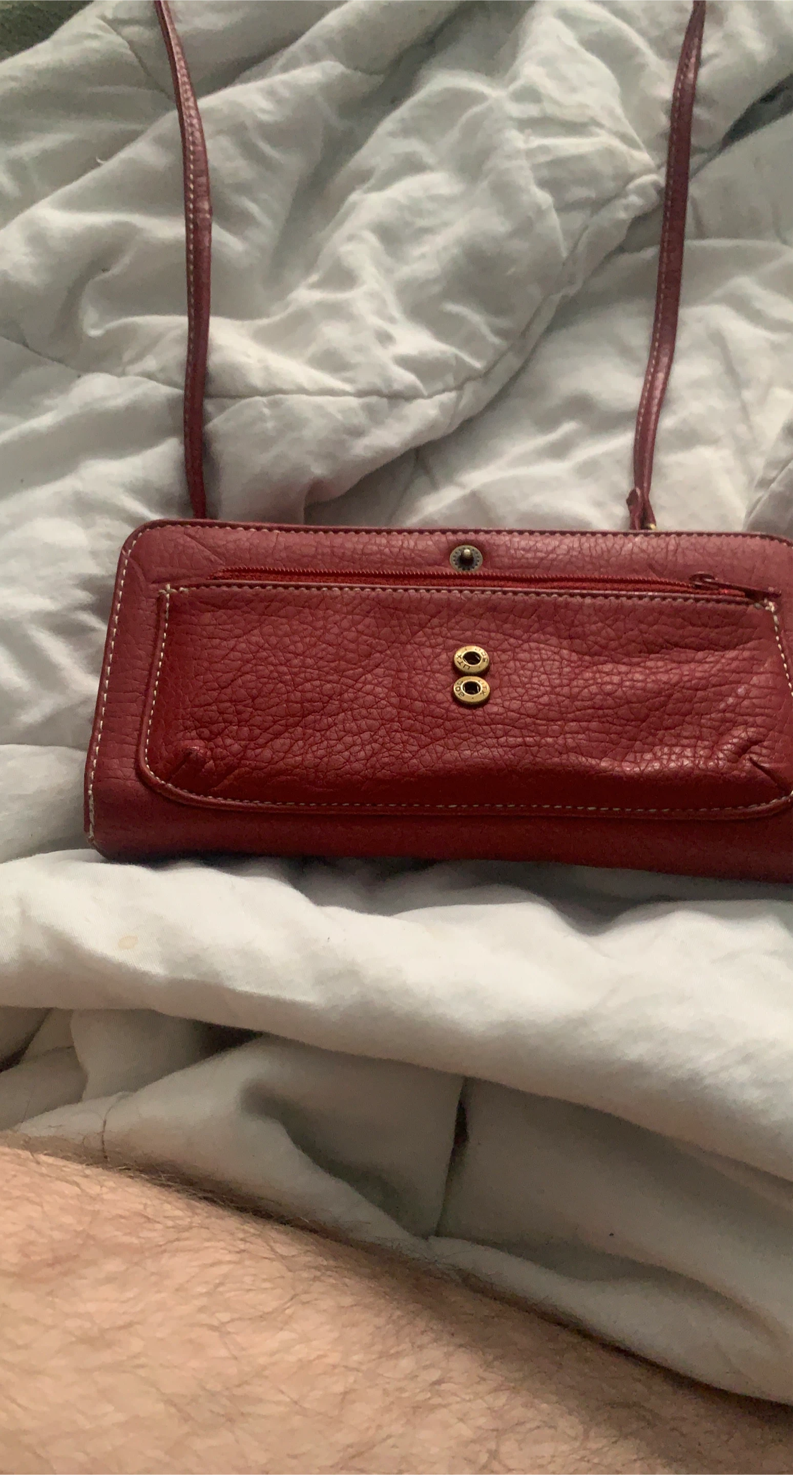 Red Leather Wallet with Strap