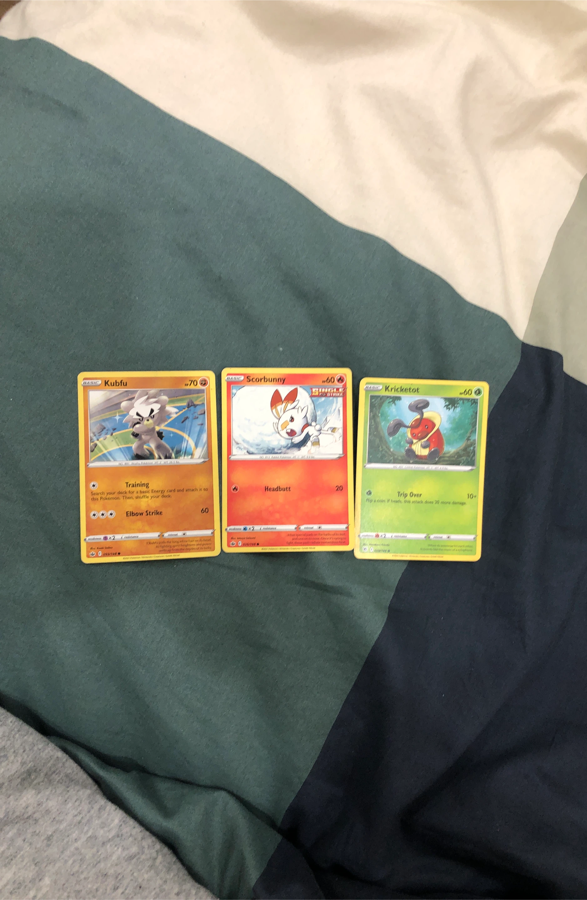 Pokemon Cards: Kubfu, Scorbunny, Kricketot