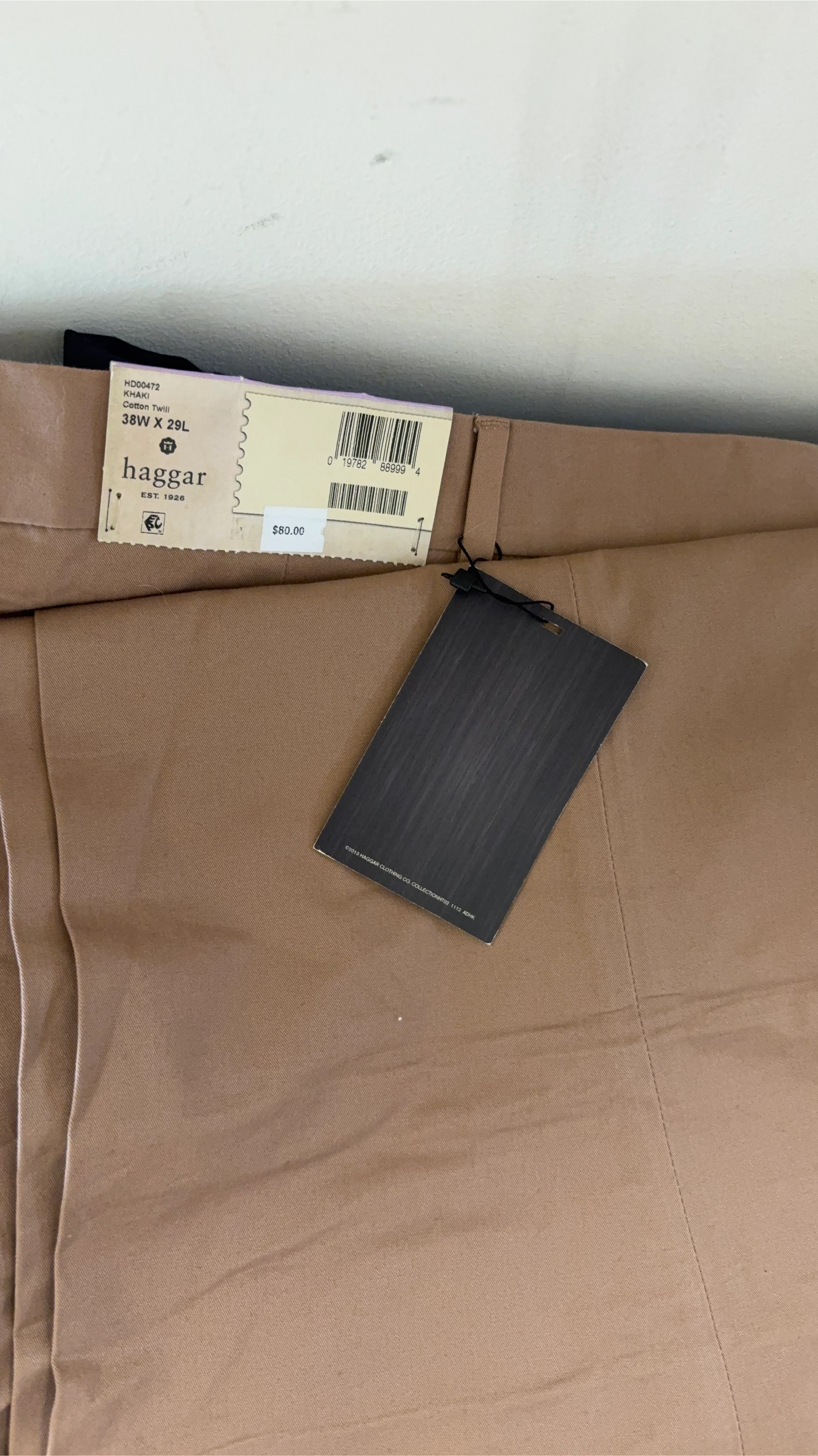 Haggar Khaki Cotton Twill Pants 38W x 29L