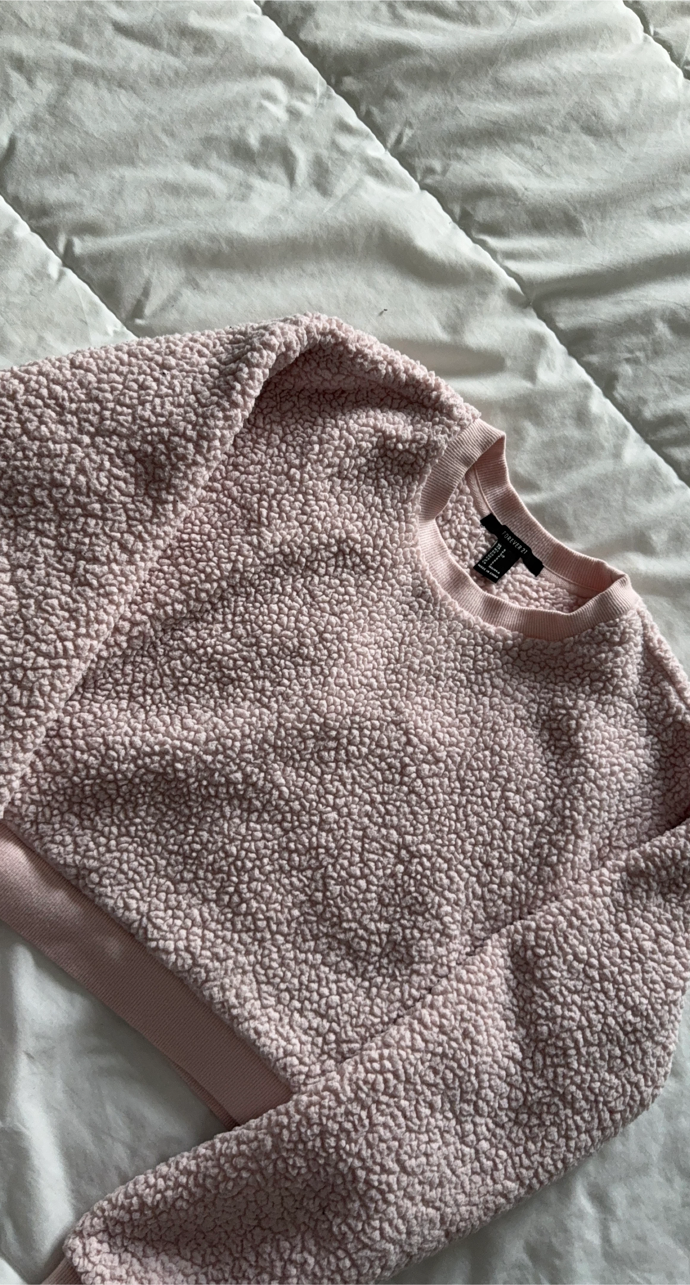 Forever 21 Pink Sherpa Cropped Sweater - Size M