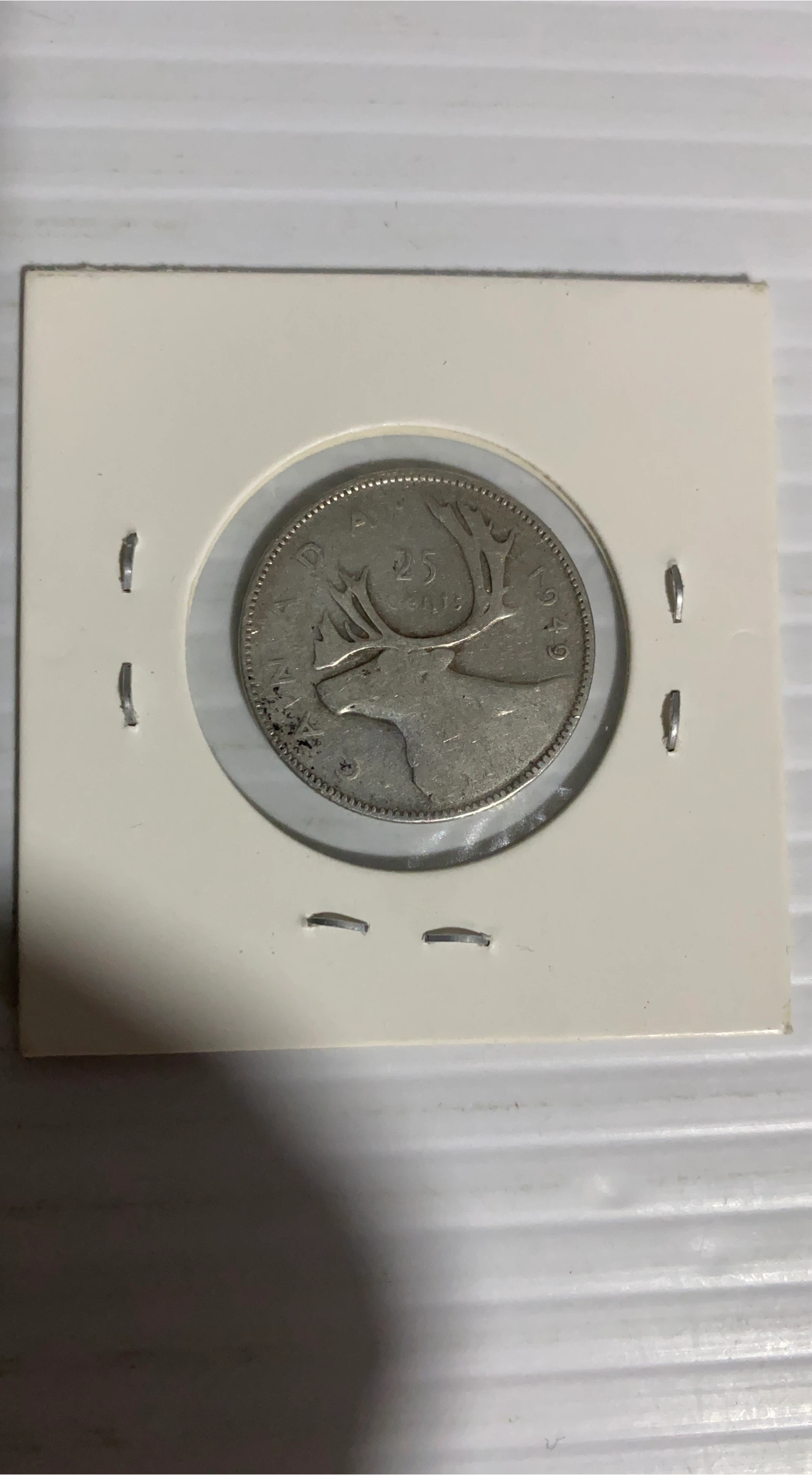 1949. Silver  Canadian Quarter