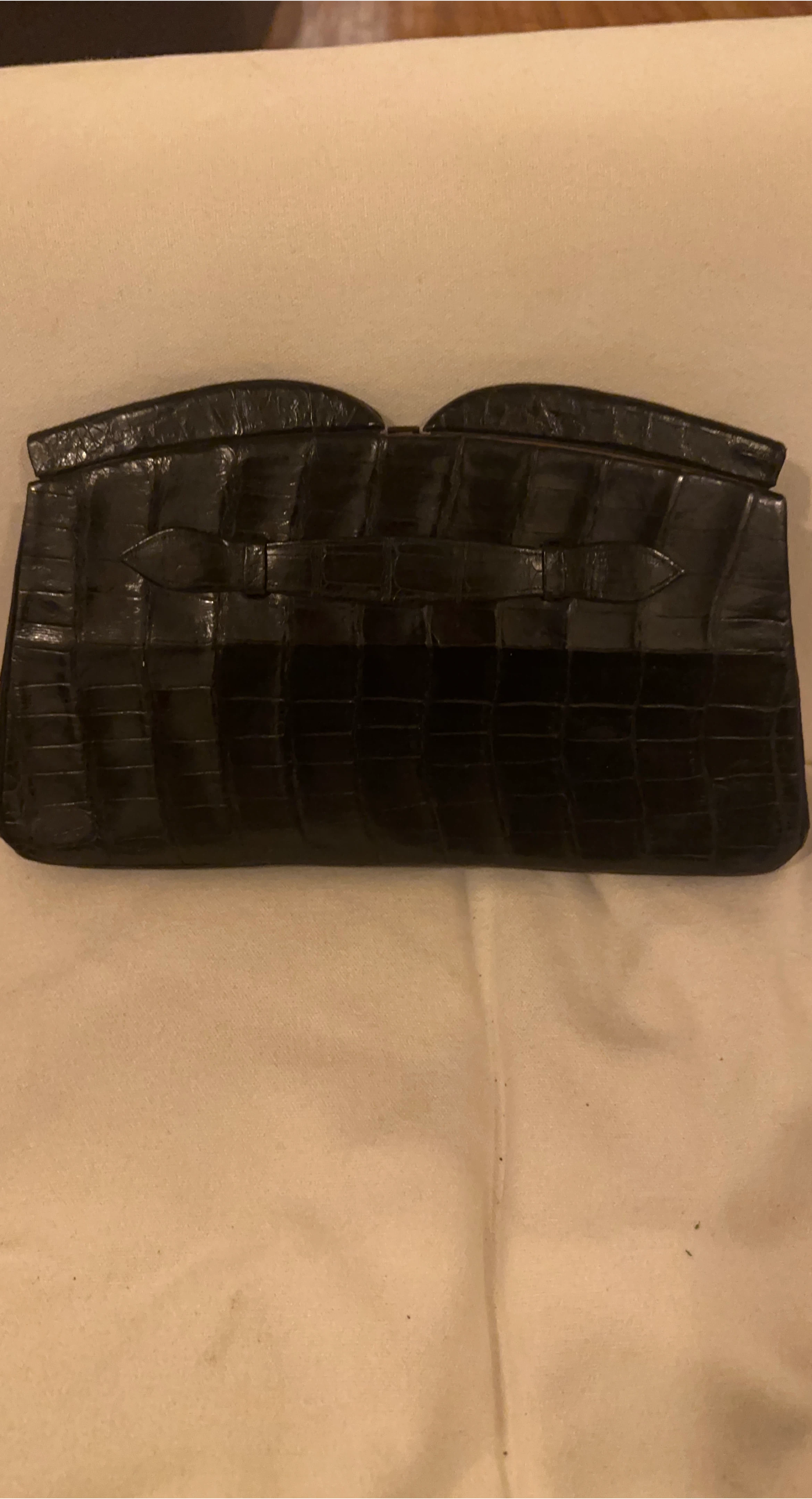 Vintage Black Alligator Clutch Purse