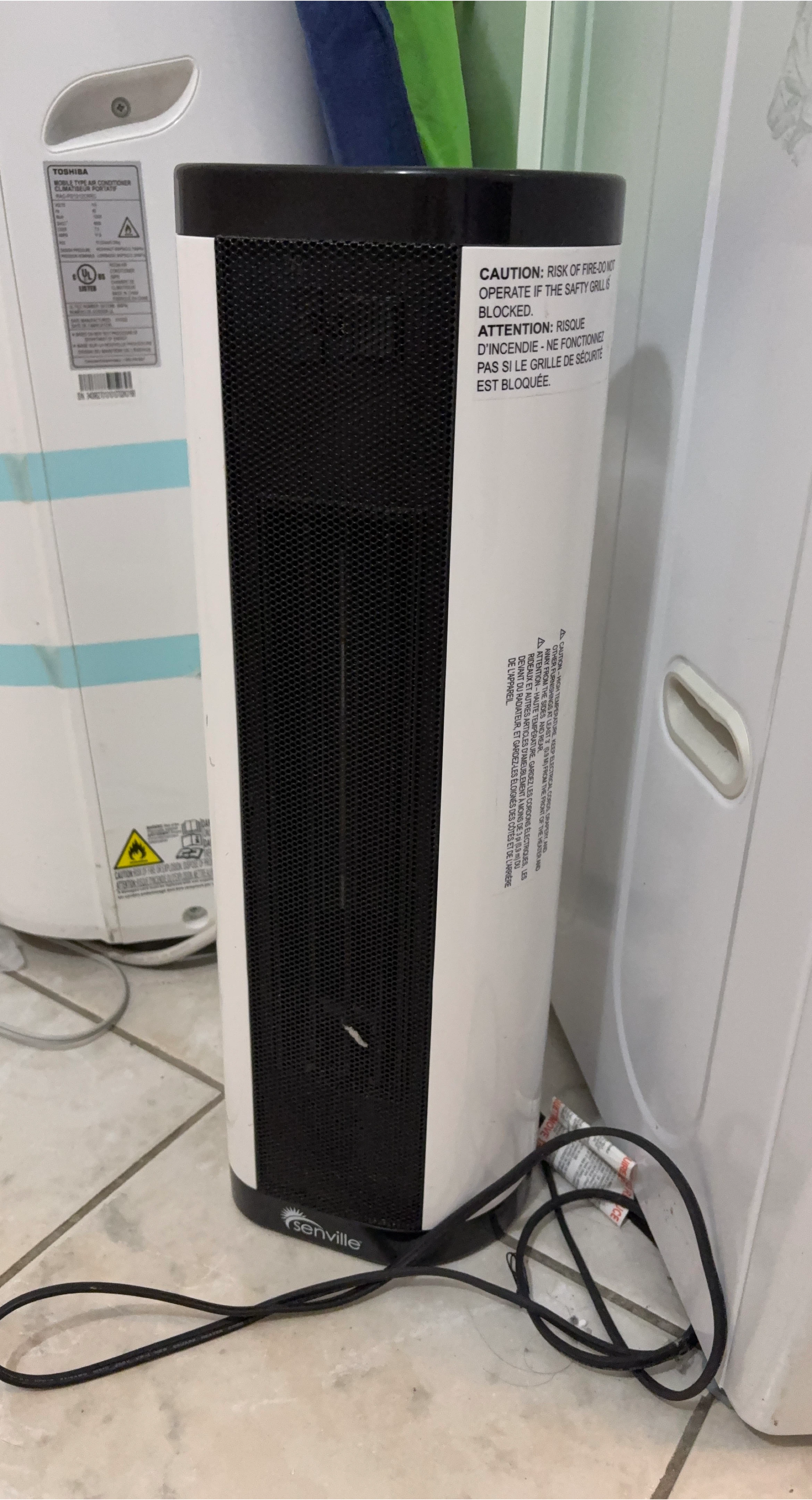 Senville Tower Heater - Black & White