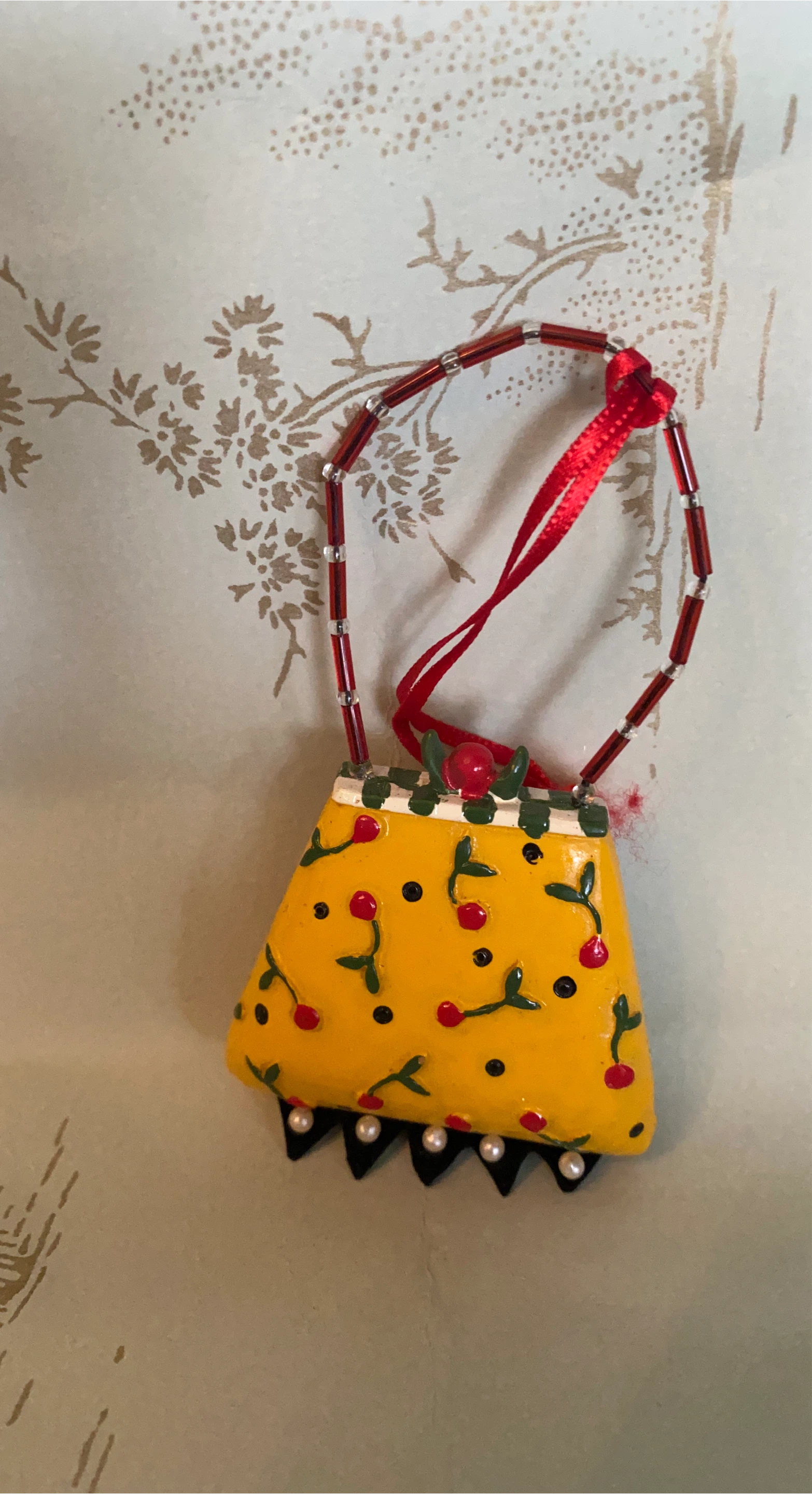 Yellow Cherry Purse Ornament